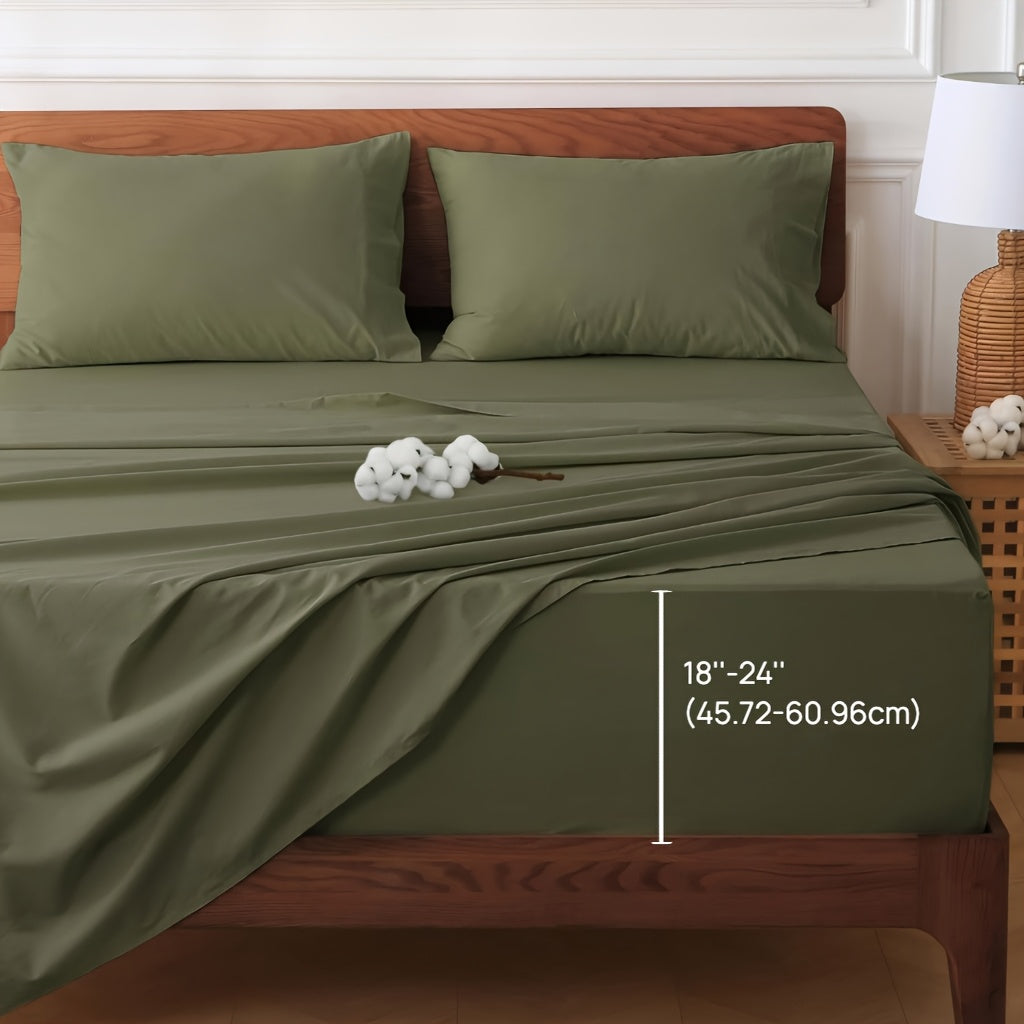 4pcs Egyptian Cotton Bed Sheets Set, Full\u002FQueen\u002FKing\u002FCalifornia King Size Sheets Set, Premium Luxury Bedding, Christmas Gifts, (Includes Flat Sheet, Deep Pocket Fitted Sheet+Pillowcases)