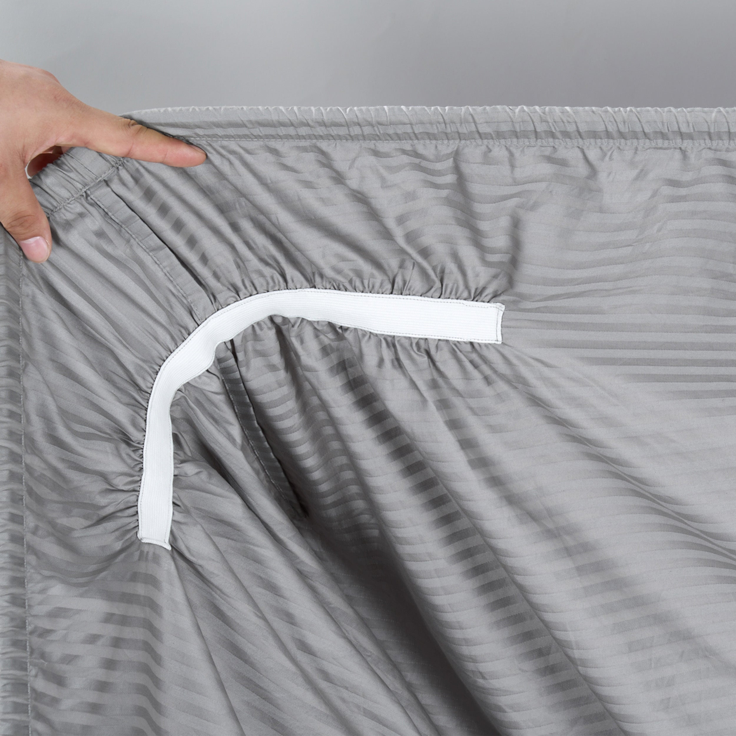 1000 Thread Count Egyptian Cotton Damask Stripe Sheet Set - Long-Lasting Quality, Durable, and Breathability for Premium Sleep