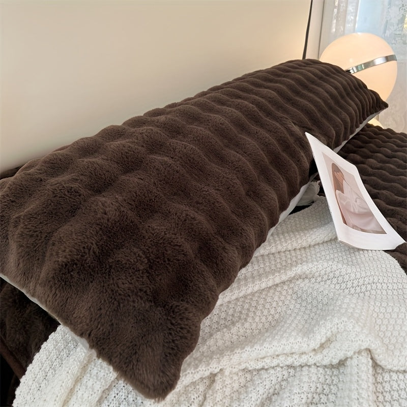 Extra Long Rabbit Hair Milk Velvet Pillowcase - Soft Zipper Closure Bed Pillow Cover, Machine Washable Modern Minimalist Decorative Suitable for Bedrooms, Ideal Gift (No Insert)