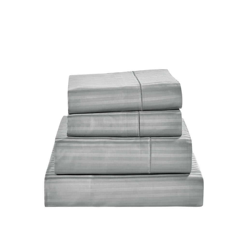 1000 Thread Count Egyptian Cotton Damask Stripe Sheet Set - Long-Lasting Quality, Durable, and Breathability for Premium Sleep