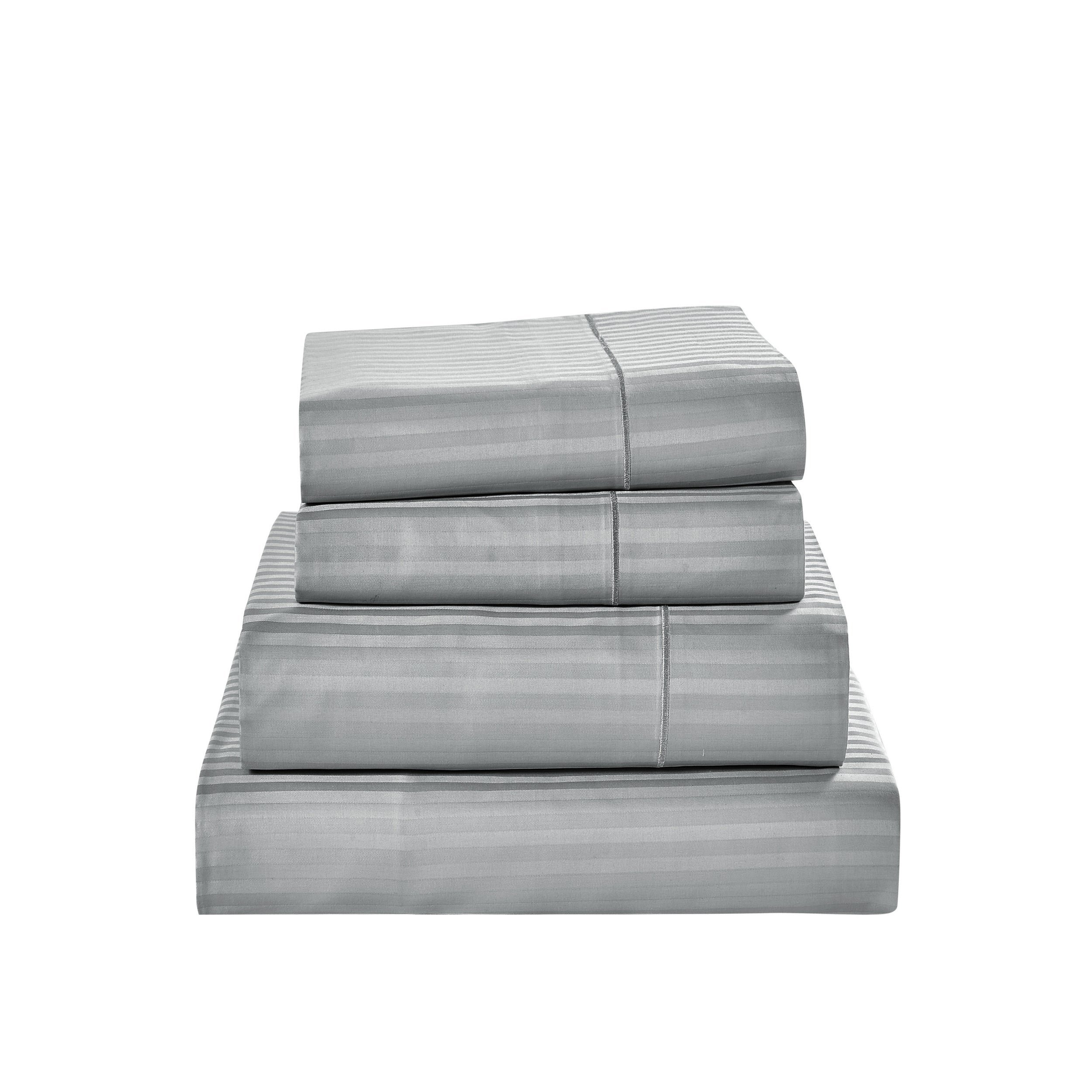 1000 Thread Count Egyptian Cotton Damask Stripe Sheet Set - Long-Lasting Quality, Durable, and Breathability for Premium Sleep