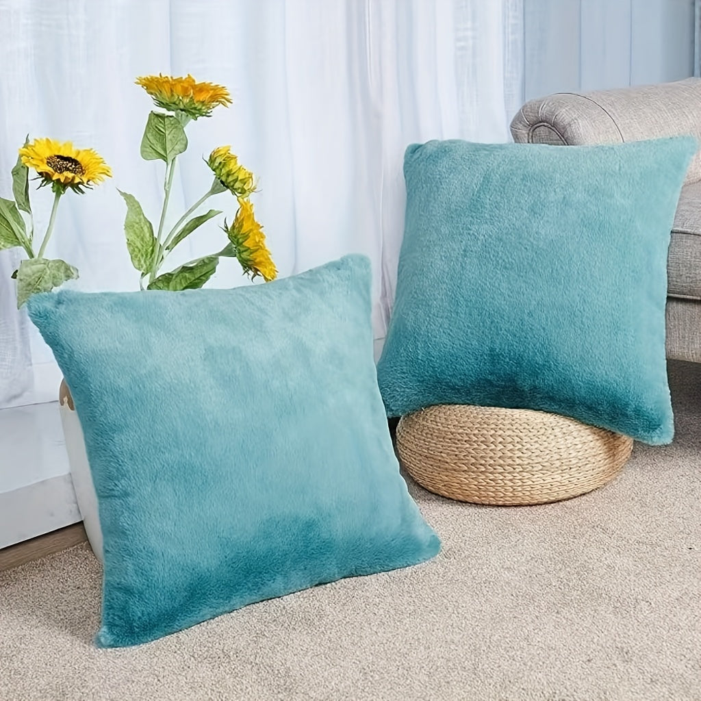 Set Of 2 Faux Fur Plush Throw Pillow Covers, Luxury Soft Fluffy Cozy Decorative Pillow Covers for Sofa, Couch, Living Room, Pillow Covers, Suitable for Bedroom Bedding, Home Decoration, Sofa Decoration, Camping, Outdoor And Other Multiple Scenarios