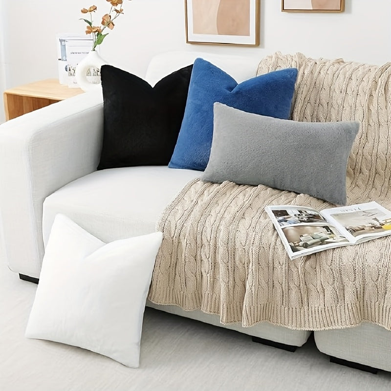 Set Of 2 Faux Fur Plush Throw Pillow Covers, Luxury Soft Fluffy Cozy Decorative Pillow Covers for Sofa, Couch, Living Room, Pillow Covers, Suitable for Bedroom Bedding, Home Decoration, Sofa Decoration, Camping, Outdoor And Other Multiple Scenarios