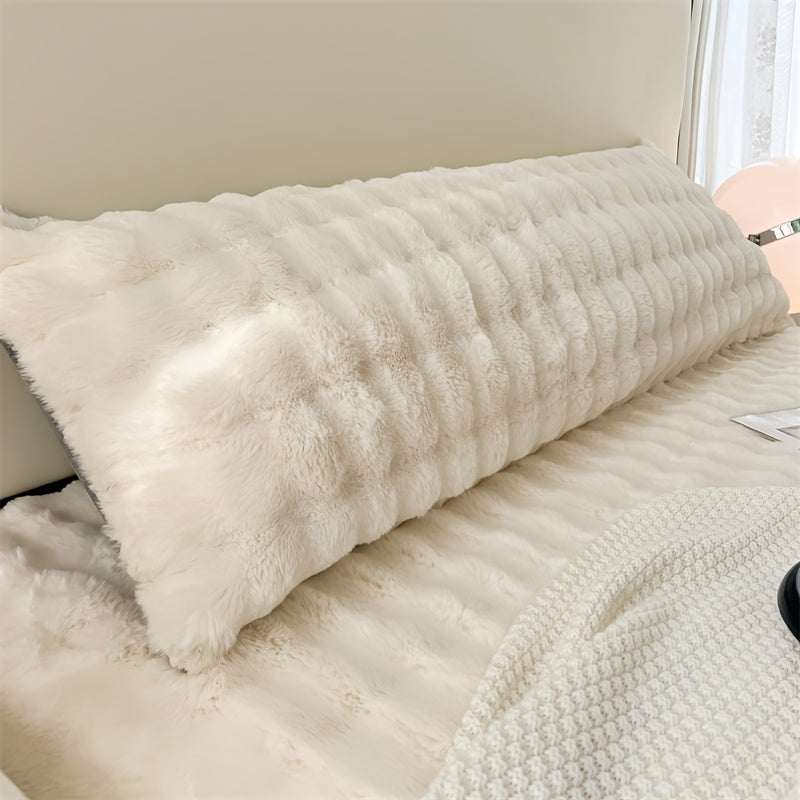 Extra Long Rabbit Hair Milk Velvet Pillowcase - Soft Zipper Closure Bed Pillow Cover, Machine Washable Modern Minimalist Decorative Suitable for Bedrooms, Ideal Gift (No Insert)