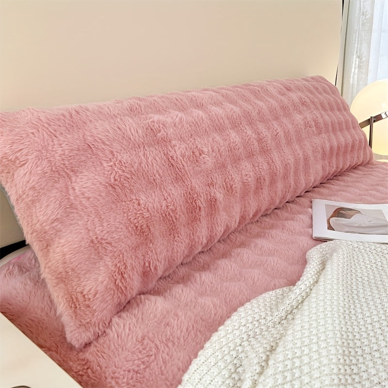 Extra Long Rabbit Hair Milk Velvet Pillowcase - Soft Zipper Closure Bed Pillow Cover, Machine Washable Modern Minimalist Decorative Suitable for Bedrooms, Ideal Gift (No Insert)
