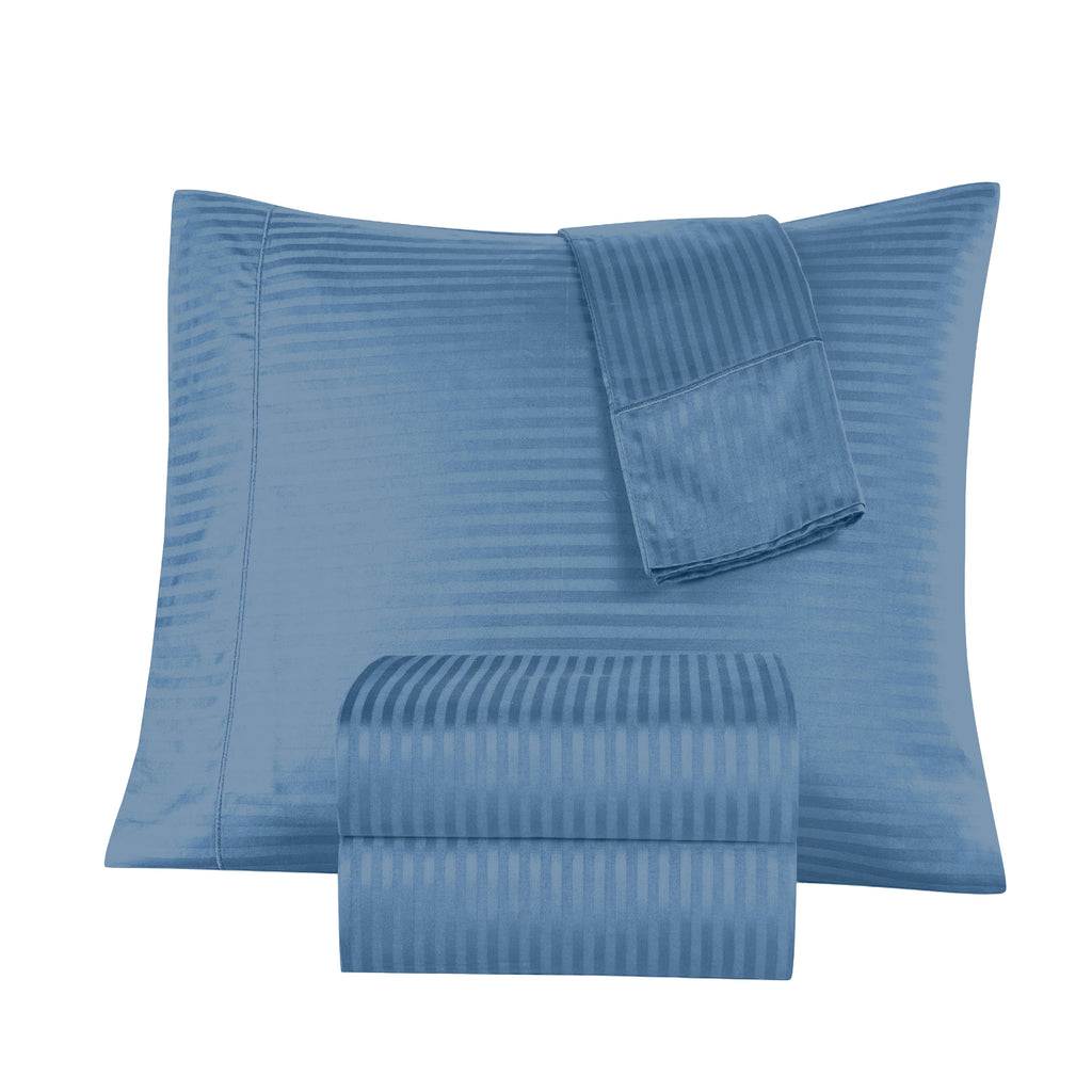 1000 Thread Count Egyptian Cotton Damask Stripe Sheet Set - Long-Lasting Quality, Durable, and Breathability for Premium Sleep