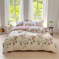 Elegant Floral Print Duvet Cover Set 3pcs, 100% Cotton Breathable All-Season Bedding With Zipper Closure, Machine Washable, Includes 1 Duvet Cover And 2 Pillowcases (No Insert)