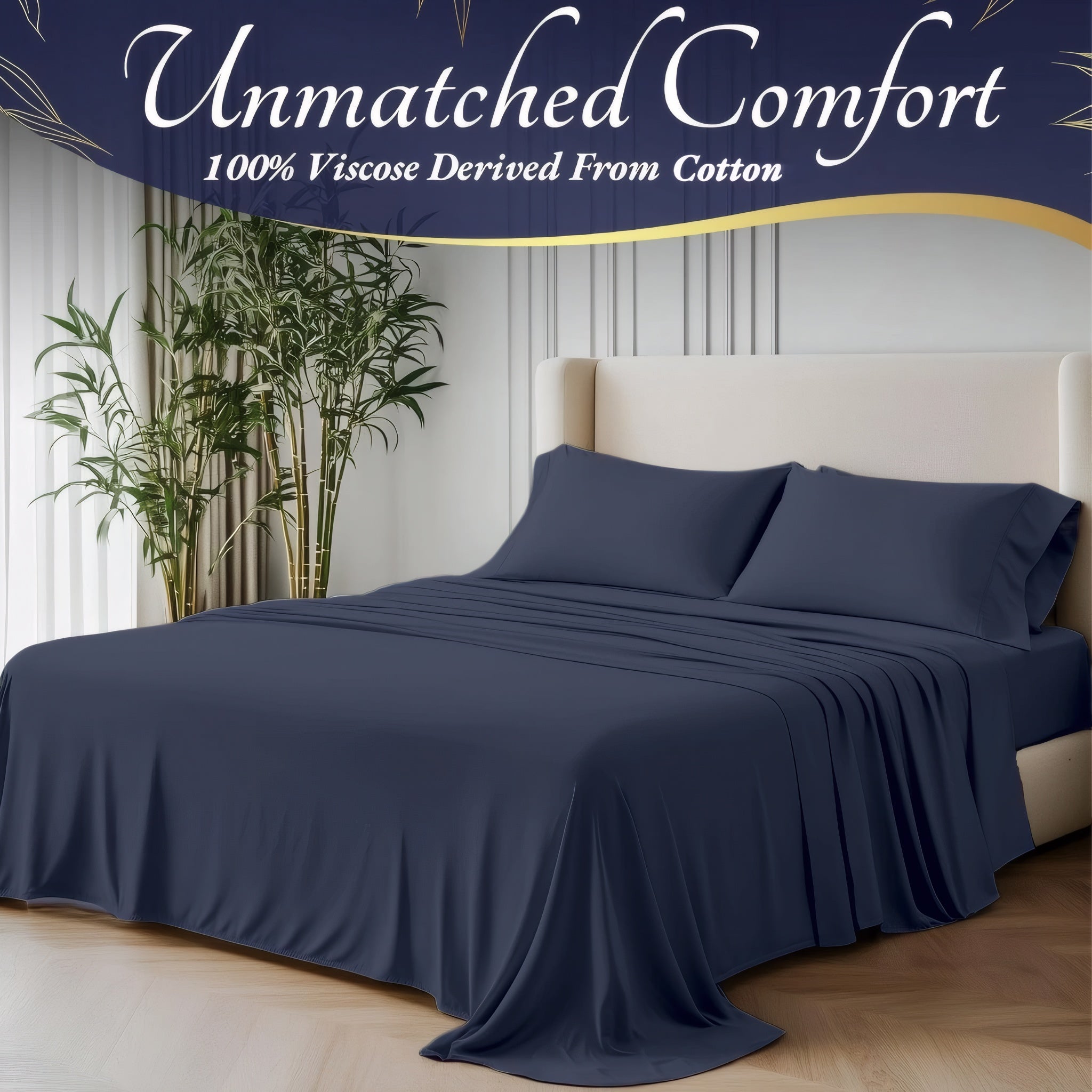 4pcs Full\u002FQueen\u002FKing\u002FCal King Size Sheet Set - Royal Quality Bedding Sheets & Pillowcases - 18 Inch Deep Pocket Egyptian Cotton Bed Set - Soft & Wrinkle Free Christmas Decorations Bed Sheets with 1 Flat Sheet, 1 Fitted Sheet, 2 Pillowcases