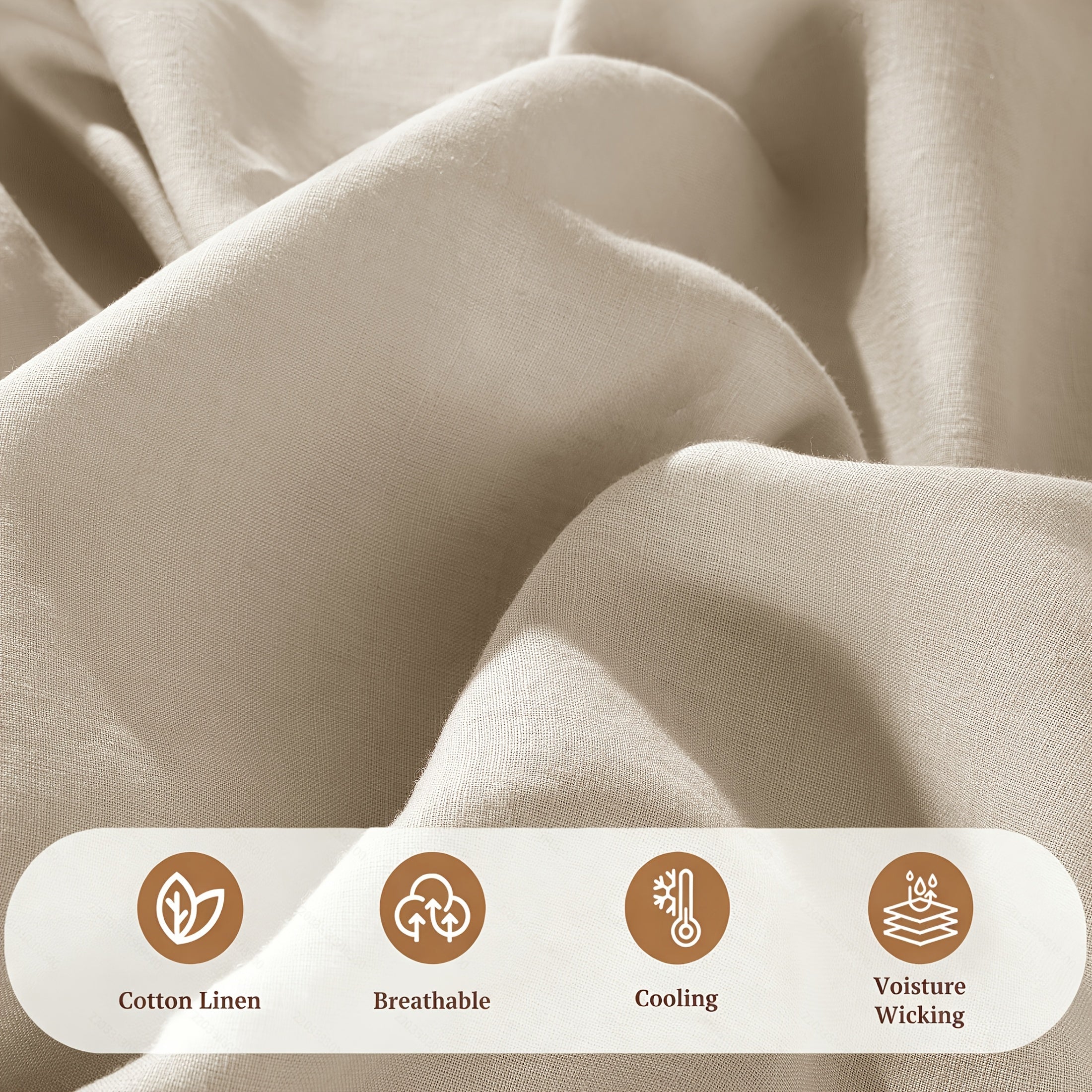 Cotton Linen Bed Sheets Set, Bed Sheets 4pcs Set, Solid Color Natural Flax Cotton Blend Soft Breathable Bedding, 16 Inches Deep Pocket, All Season