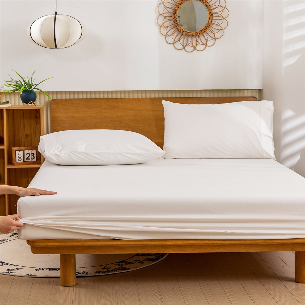 100% Egyptian Cotton Sheets Full\u002FQueen\u002FKing\u002FCal King Size Set; Extra Deep Pocket Full Sheets Set Soft Breathable Cooling 4pcs Bed Sheets with 1 Flat Sheet, 1 Fitted Sheet, 2 Pillowcases(Full, White)