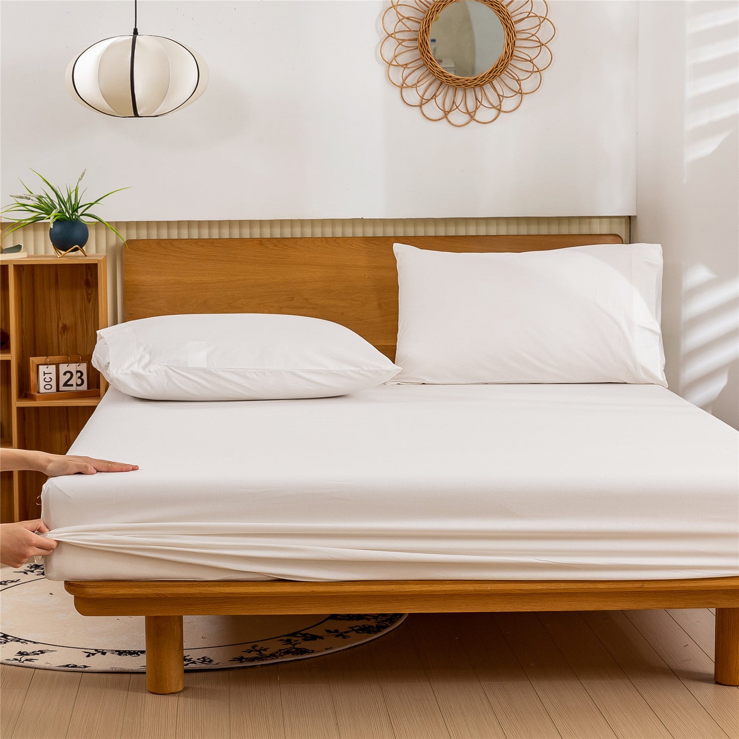 100% Egyptian Cotton Sheets Full\u002FQueen\u002FKing\u002FCal King Size Set; Extra Deep Pocket Full Sheets Set Soft Breathable Cooling 4pcs Bed Sheets with 1 Flat Sheet, 1 Fitted Sheet, 2 Pillowcases(Full, White)