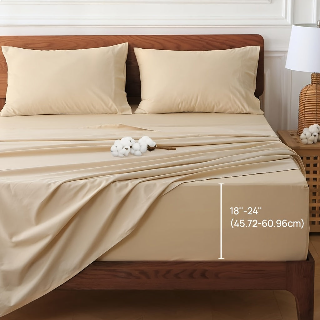 4pcs Egyptian Cotton Bed Sheets Set, Full\u002FQueen\u002FKing\u002FCalifornia King Size Sheets Set, Premium Luxury Bedding, Christmas Gifts, (Includes Flat Sheet, Deep Pocket Fitted Sheet+Pillowcases)