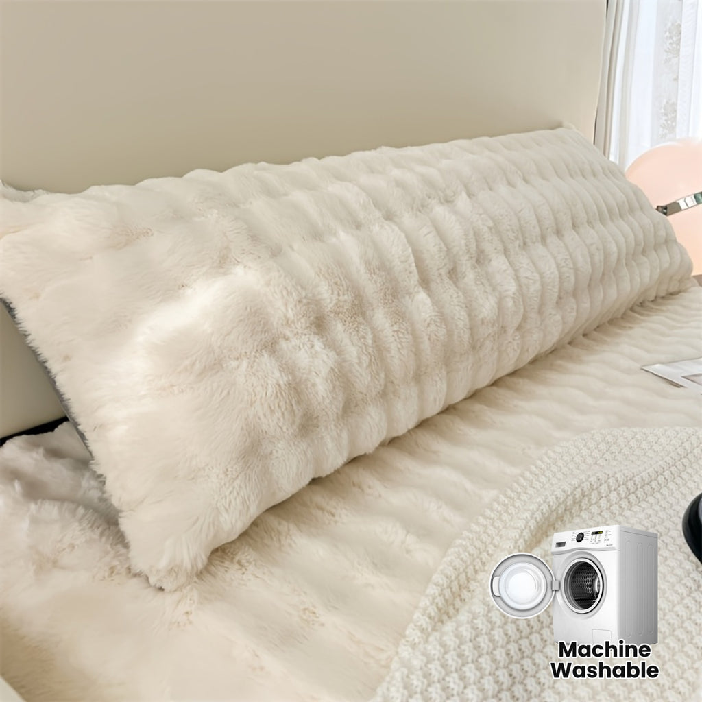 Extra Long Rabbit Hair Milk Velvet Pillowcase - Soft Zipper Closure Bed Pillow Cover, Machine Washable Modern Minimalist Decorative Suitable for Bedrooms, Ideal Gift (No Insert)