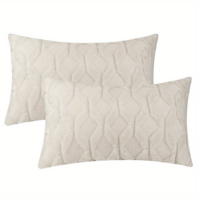 Set of 2 Soft Short Plush Decorative Throw Pillow Covers Luxury Style Cushion Pillow Cover for Sofa Bedroom, Cozy Soft Pillow Cover - Perfect for Living Room, Bedroom, Sofa and Bed Decor - for Home Decor Enthusiasts