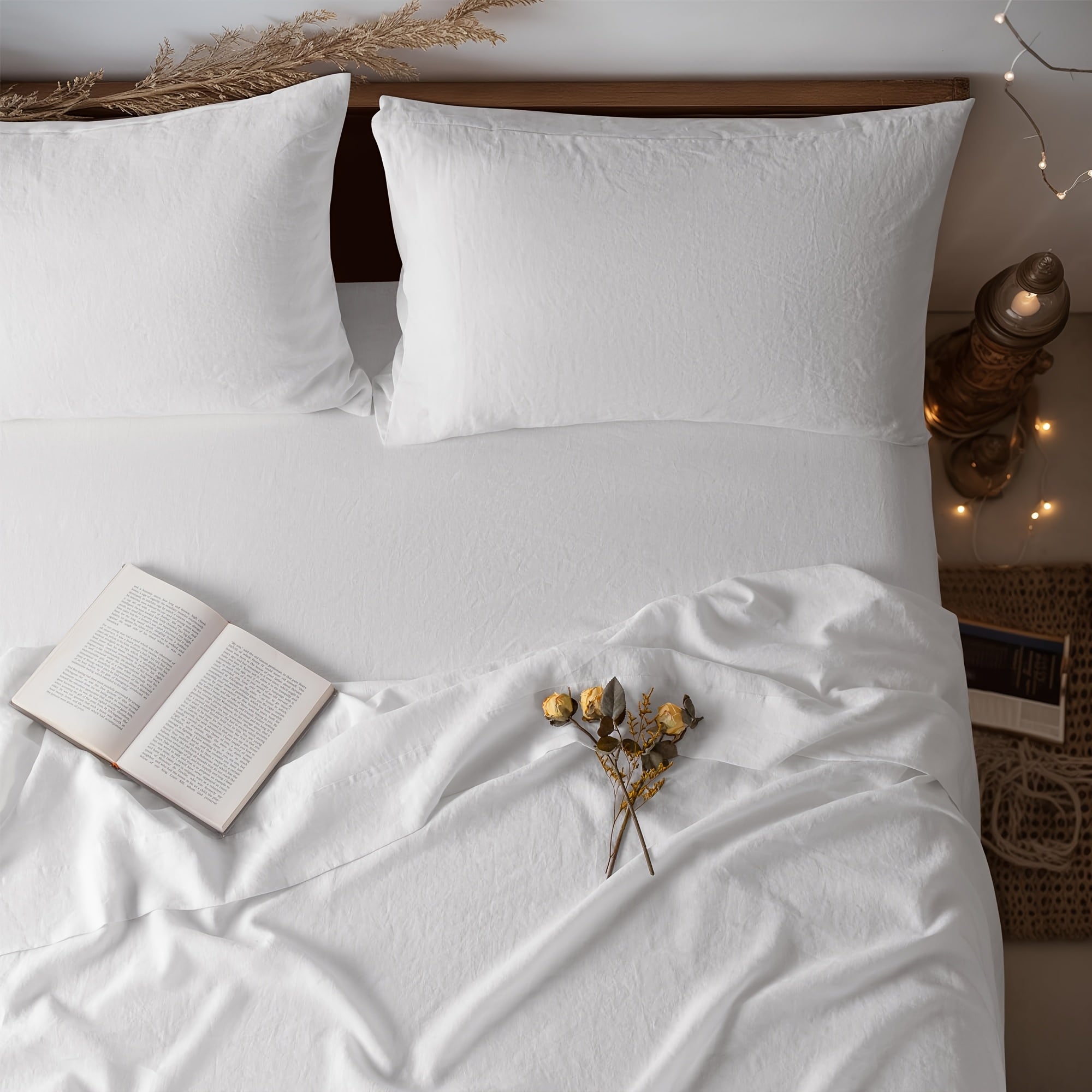 4pcs Premium Linen Sheets | Breathable and Durable King Size Bed Sheets, Anti-Tear, Machine Washable, 16 Inch Deep Pocket, Luxury Gift Box Packaging, Holiday Essential