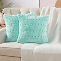 2pcs Stitching Jacquard Plush Fuzzy Faux Fur Throw Pillow Covers Set with Velvet Backing (NO INSERT) with Velvet Backing, Soft Decorative Square Cushion Cover Case for Couch Bed Chair Sofa