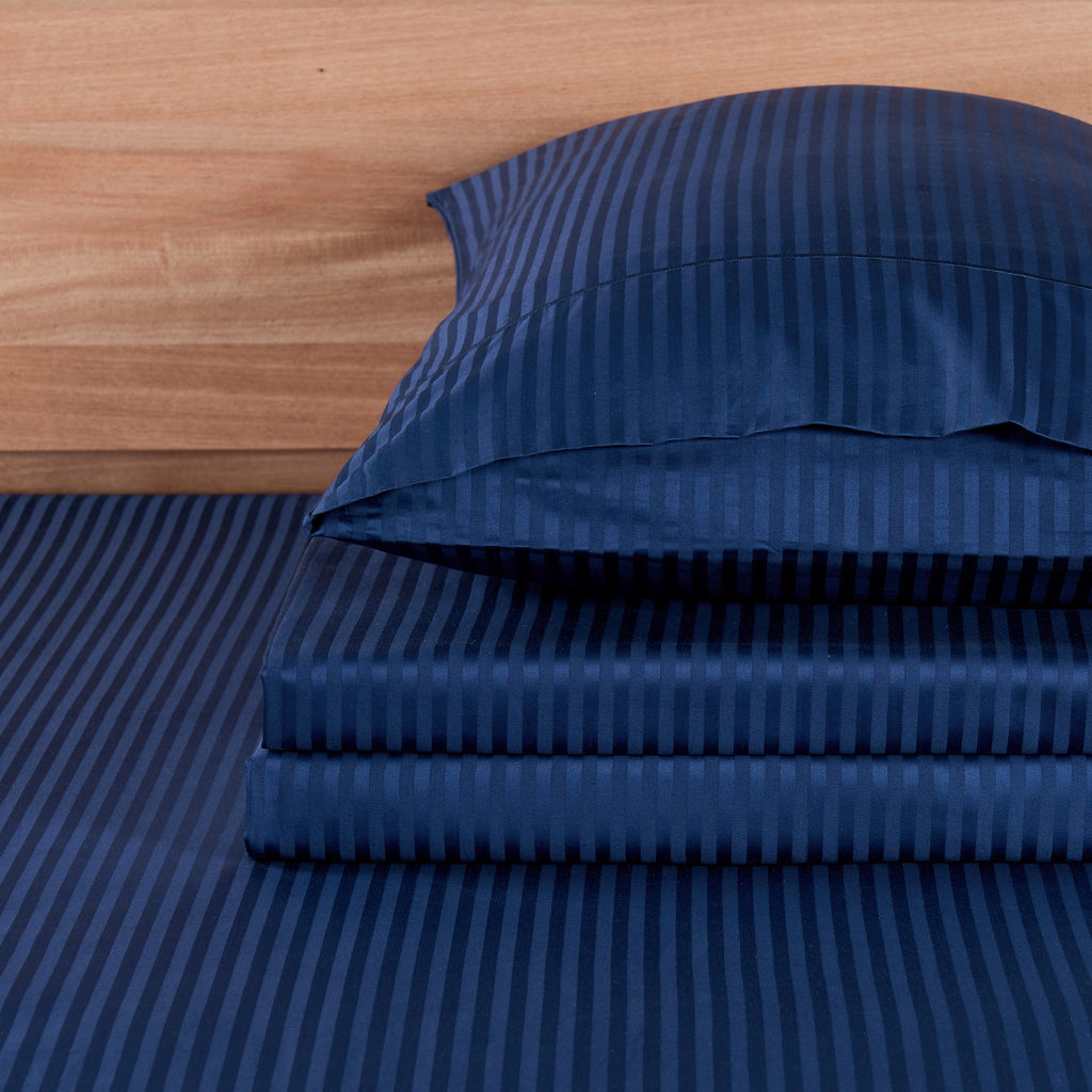1000 Thread Count Egyptian Cotton Damask Stripe Sheet Set - Long-Lasting Quality, Durable, and Breathability for Premium Sleep