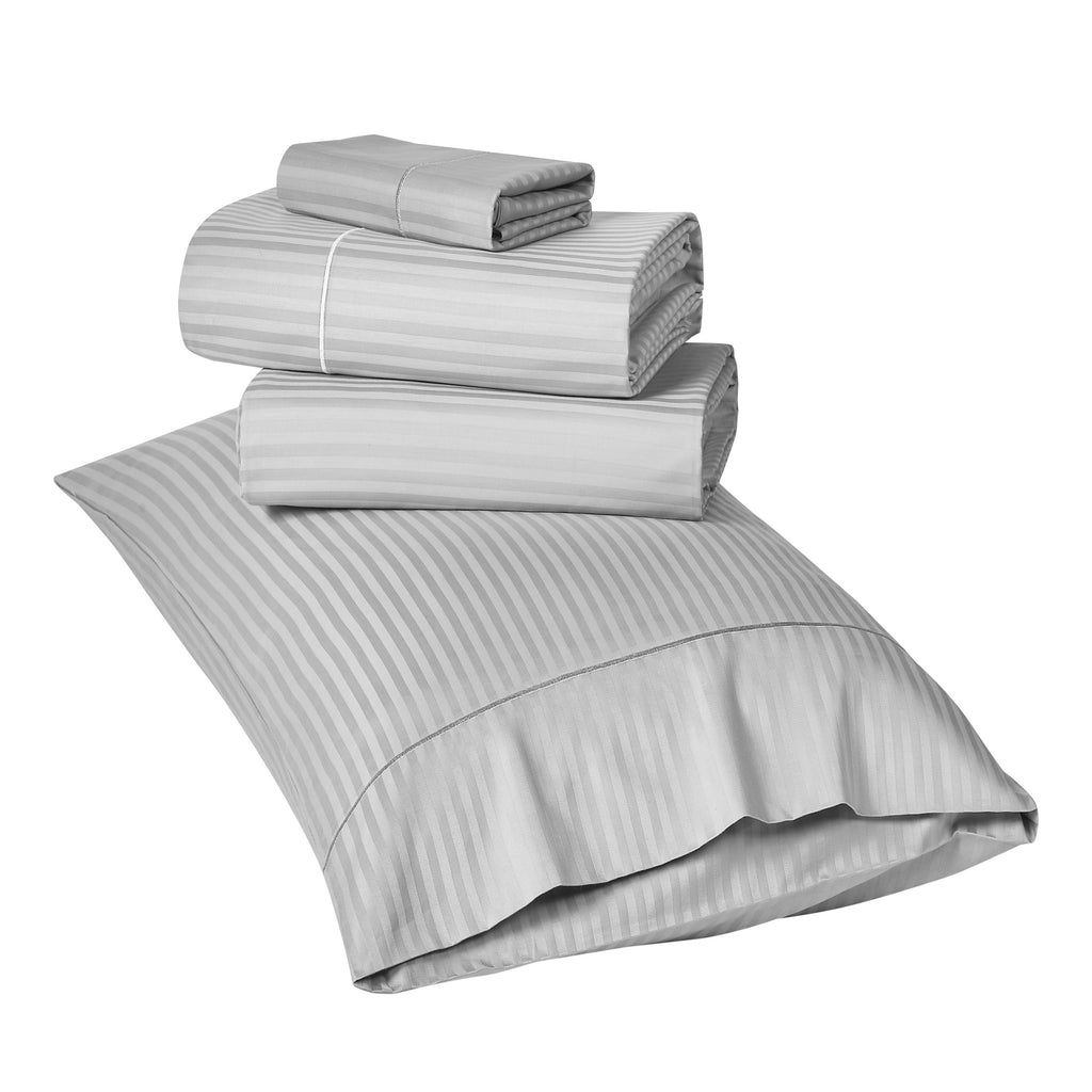 1000 Thread Count Egyptian Cotton Damask Stripe Sheet Set - Long-Lasting Quality, Durable, and Breathability for Premium Sleep