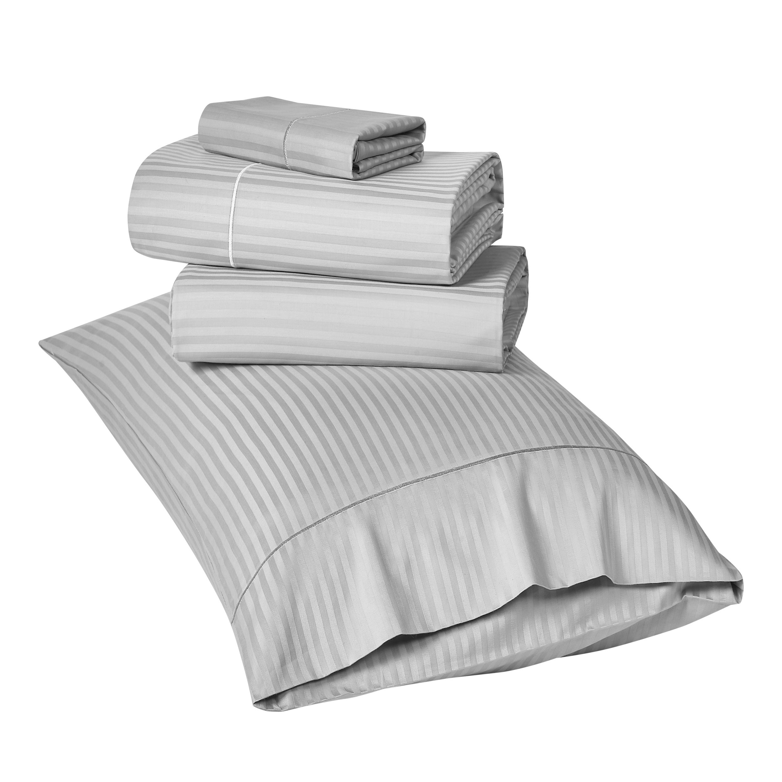 1000 Thread Count Egyptian Cotton Damask Stripe Sheet Set - Long-Lasting Quality, Durable, and Breathability for Premium Sleep