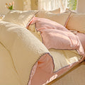 Minimally Designed Four Piece Bedding With Ruffled Edges And A Washable Duvet Cover For All Seasons, Including One Duvet Cover, One Bed Sheet, And Two Pillowcases, Without A Core