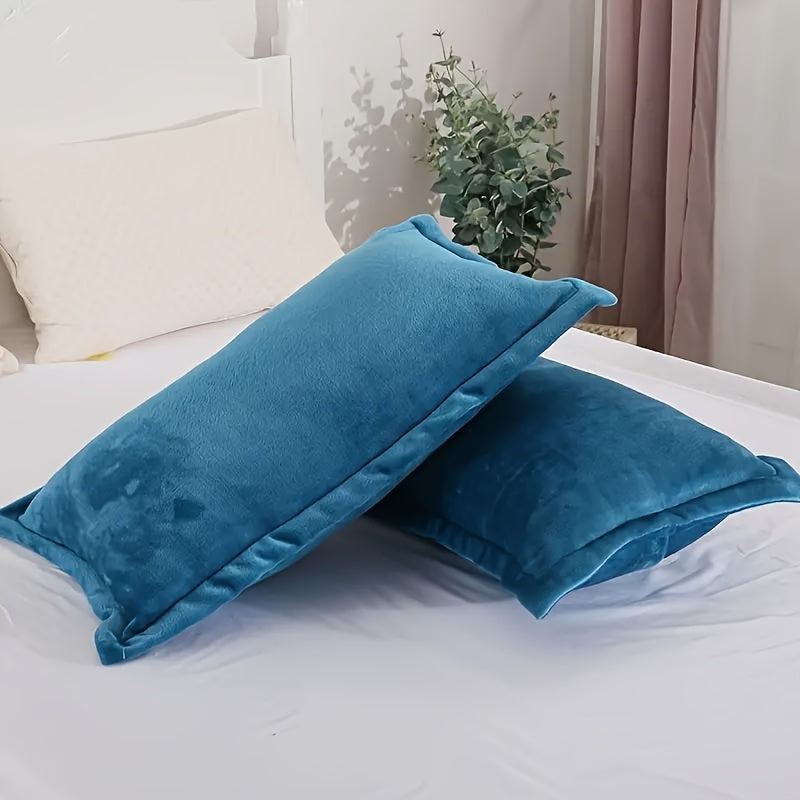 2-Pack Luxury Velvet Pillow Covers, 40 Thread Count, Machine Washable, Non-Woven Rectangular Pillowcases with Tassel, Plain Weave, No Print - for Sofa and Bedroom Decor