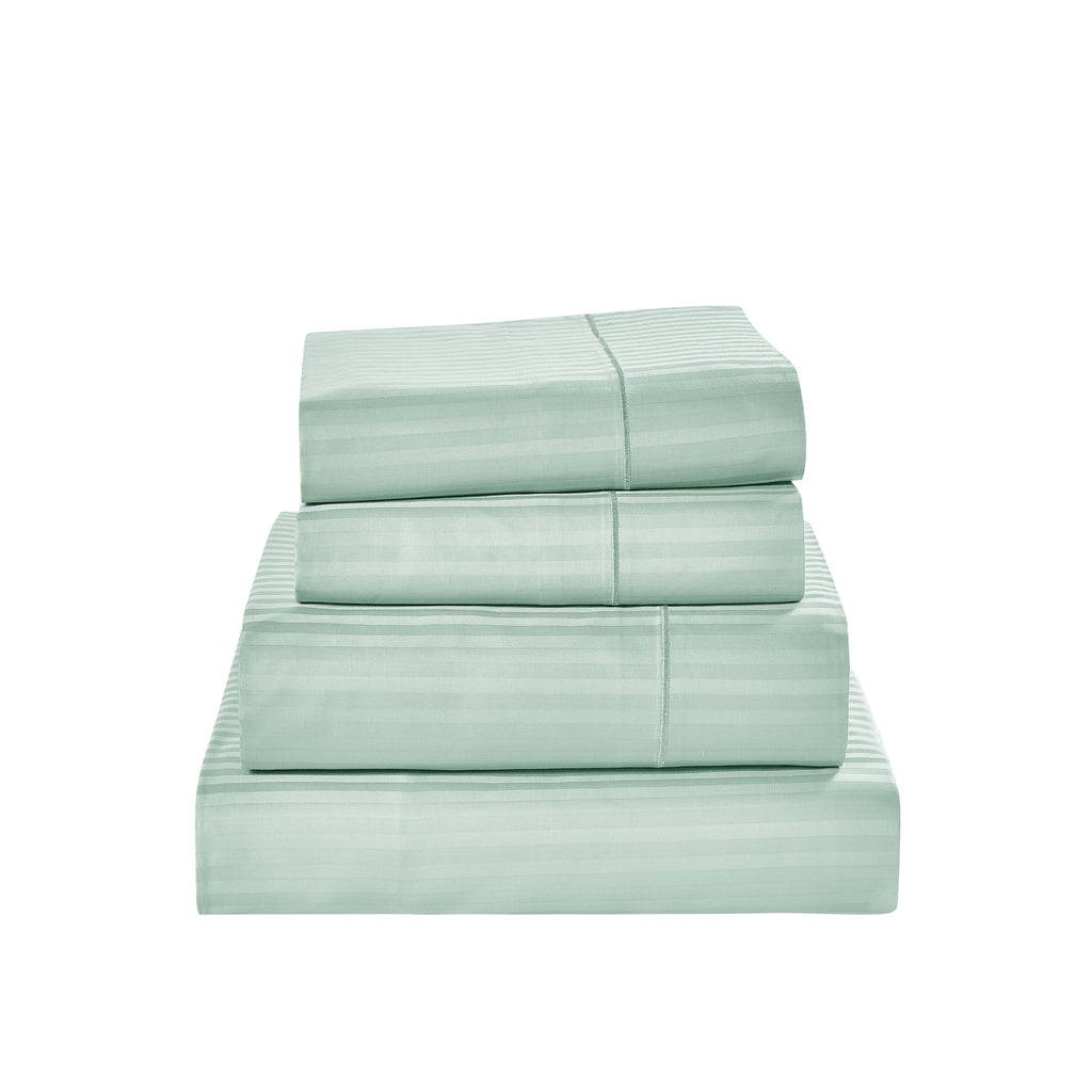 1000 Thread Count Egyptian Cotton Damask Stripe Sheet Set - Long-Lasting Quality, Durable, and Breathability for Premium Sleep