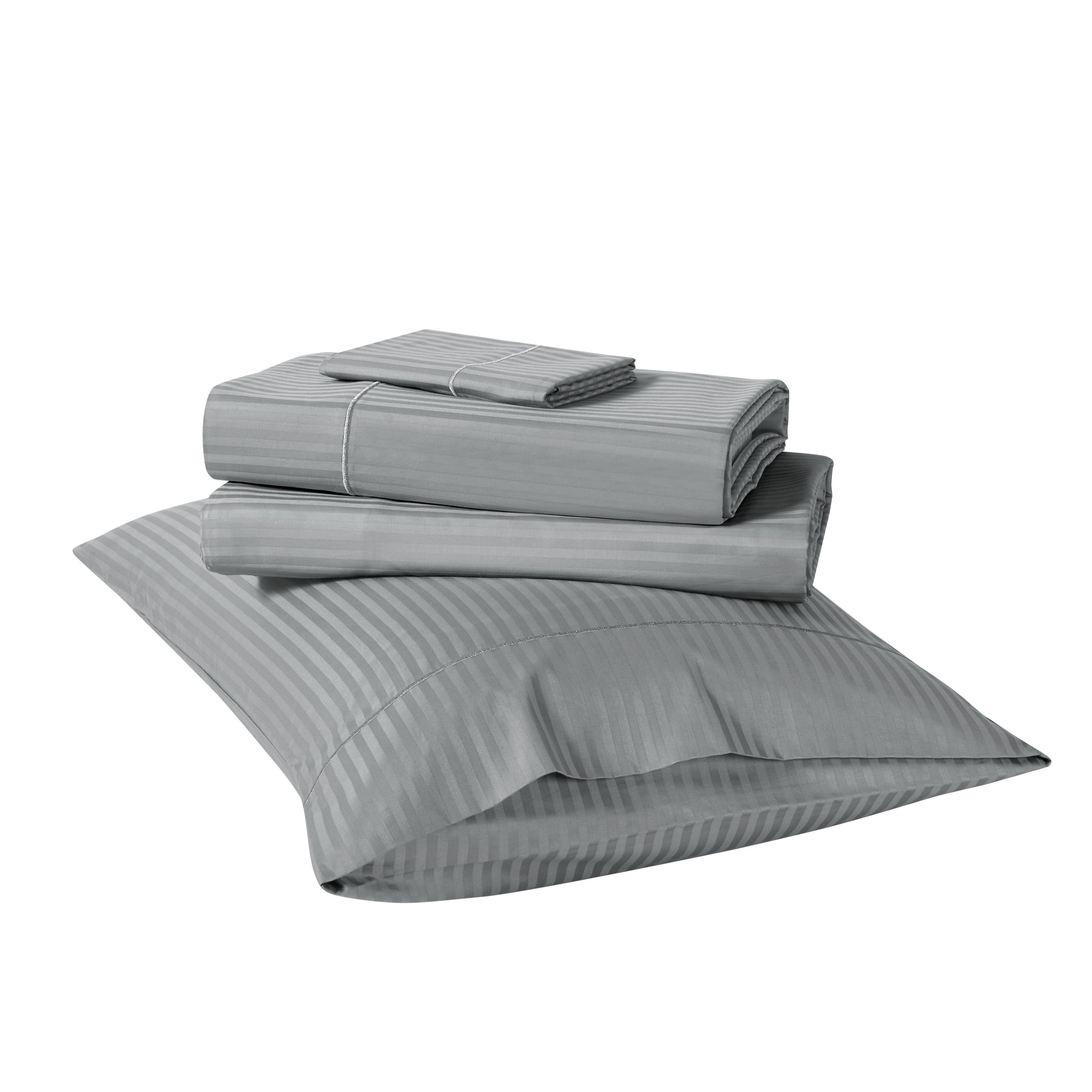 1000 Thread Count Egyptian Cotton Damask Stripe Sheet Set - Long-Lasting Quality, Durable, and Breathability for Premium Sleep