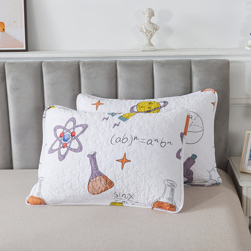 2\u002F3pcs 100% Cotton Popular Science Theme White Quilt Set, Science Symbol Maths Formula Print Modern Summer Bedspread Set, Soft Breathable Lightweight Neutral Coverlet Bedding Sets, for All Season, Twin Queen King, (Twin Is 2pcs)