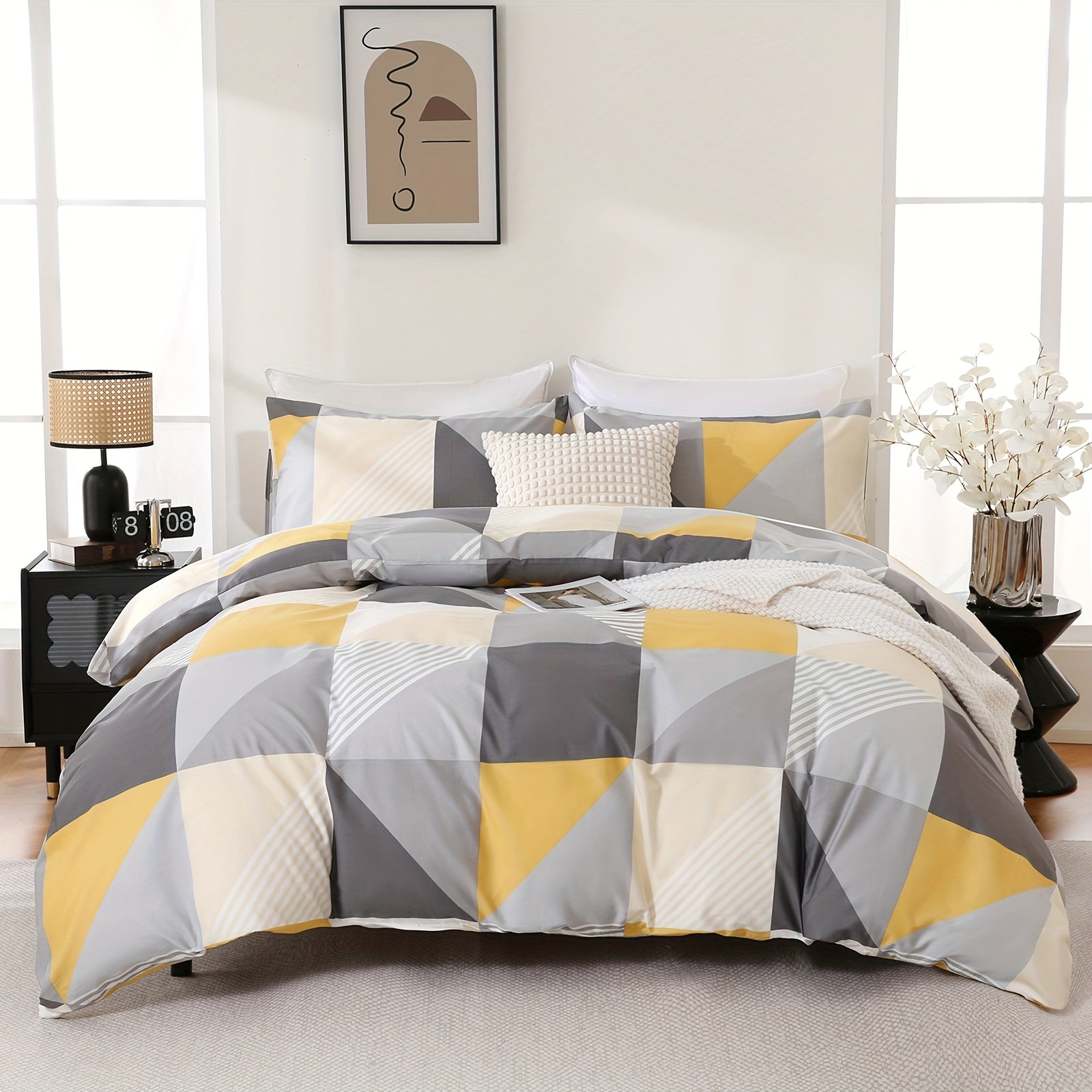 Herside Floral Duvet Cover Set 100% Cotton Reversible Floral Duvet Cover Set with Zipper Closure 3pcs Soft & Breathable Bedding Comforter Cover