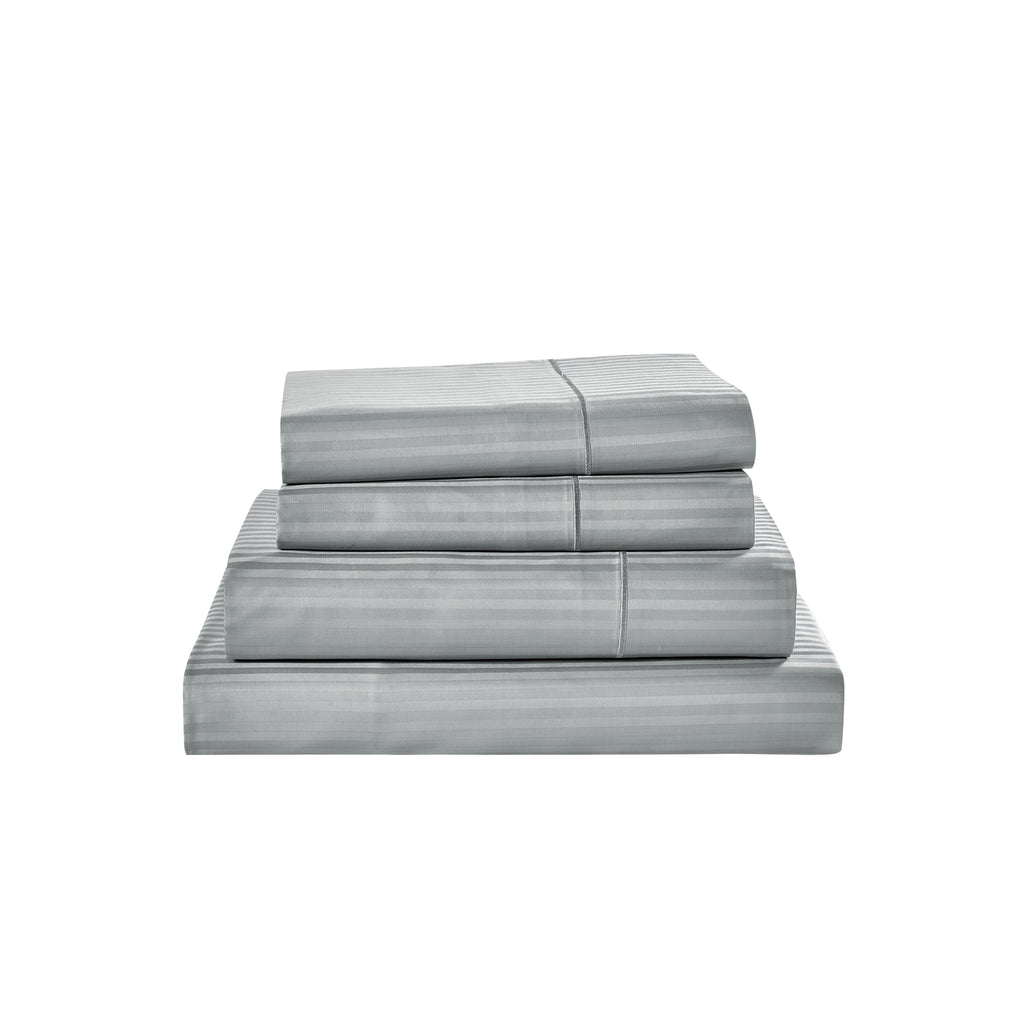 1000 Thread Count Egyptian Cotton Damask Stripe Sheet Set - Long-Lasting Quality, Durable, and Breathability for Premium Sleep