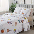 2\u002F3pcs 100% Cotton Popular Science Theme White Quilt Set, Science Symbol Maths Formula Print Modern Summer Bedspread Set, Soft Breathable Lightweight Neutral Coverlet Bedding Sets, for All Season, Twin Queen King, (Twin Is 2pcs)