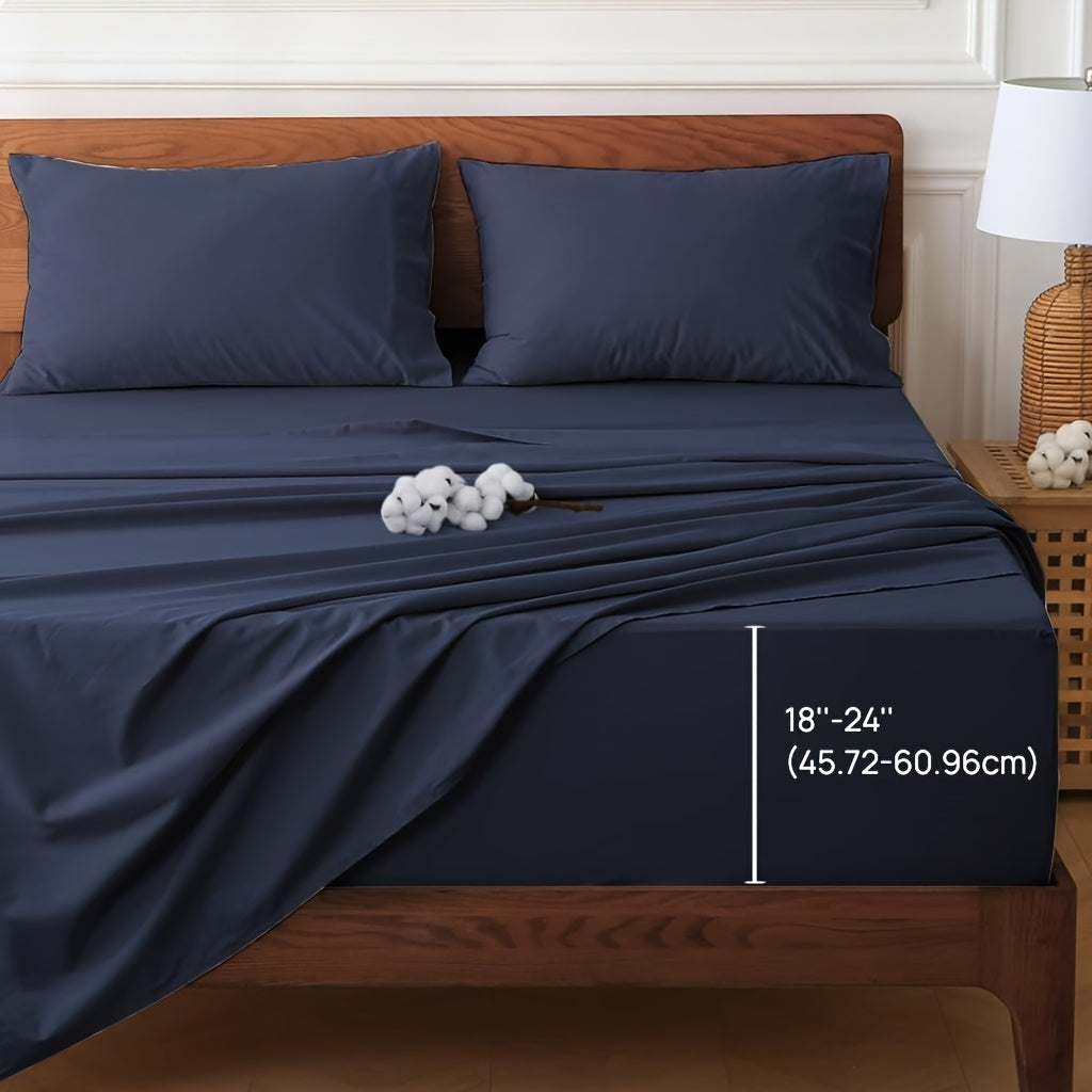 4pcs Egyptian Cotton Bed Sheets Set, Full\u002FQueen\u002FKing\u002FCalifornia King Size Sheets Set, Premium Luxury Bedding, Christmas Gifts, (Includes Flat Sheet, Deep Pocket Fitted Sheet+Pillowcases)