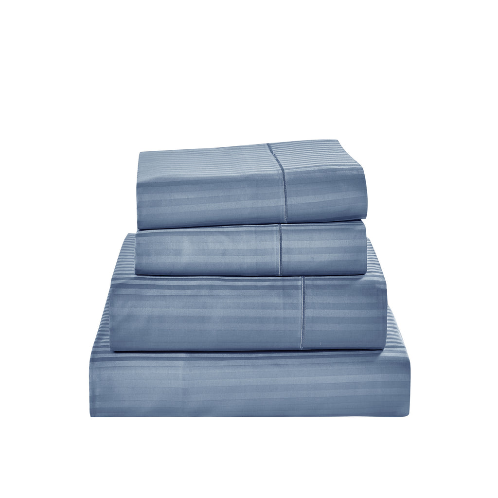 1000 Thread Count Egyptian Cotton Damask Stripe Sheet Set - Long-Lasting Quality, Durable, and Breathability for Premium Sleep