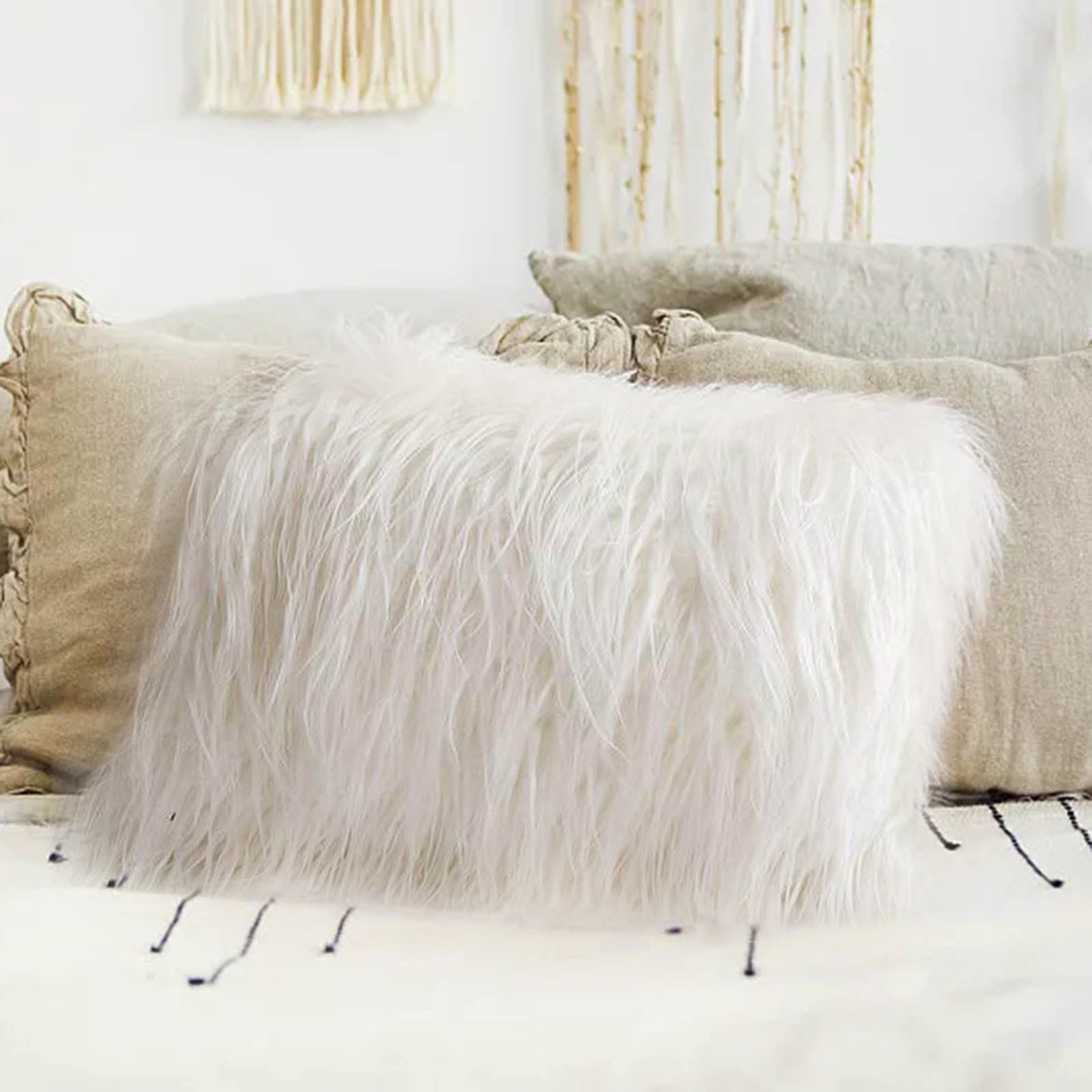 Cushion Cover Pillow Cover Sofa Cushion Pillow Cover Pillow Cover Soft Velvet Waist Pillow Home Decoration Solid Color Retro
