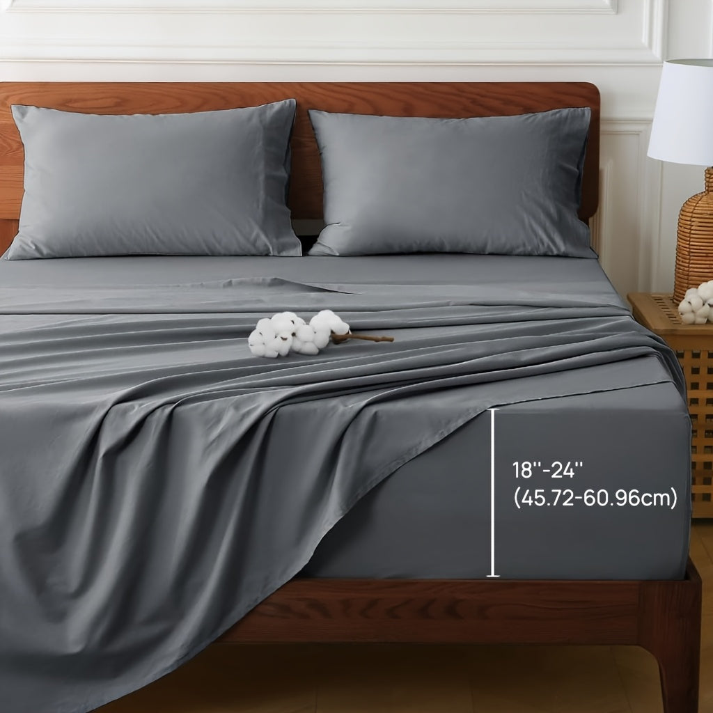 4pcs Egyptian Cotton Bed Sheets Set, Full\u002FQueen\u002FKing\u002FCalifornia King Size Sheets Set, Premium Luxury Bedding, Christmas Gifts, (Includes Flat Sheet, Deep Pocket Fitted Sheet+Pillowcases)