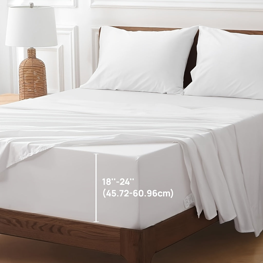 4pcs Egyptian Cotton Bed Sheets Set, Full\u002FQueen\u002FKing\u002FCalifornia King Size Sheets Set, Premium Luxury Bedding, Christmas Gifts, (Includes Flat Sheet, Deep Pocket Fitted Sheet+Pillowcases)
