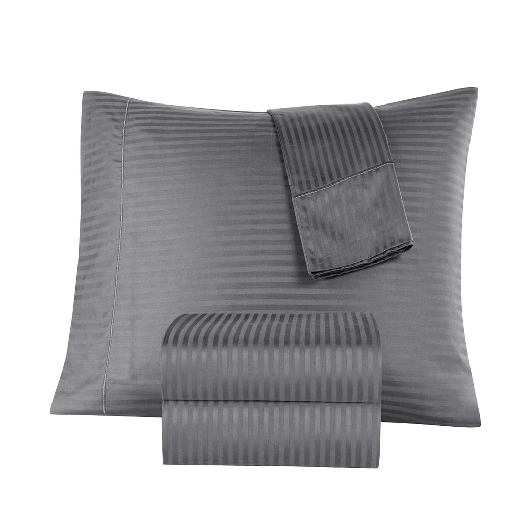 1000 Thread Count Egyptian Cotton Damask Stripe Sheet Set - Long-Lasting Quality, Durable, and Breathability for Premium Sleep