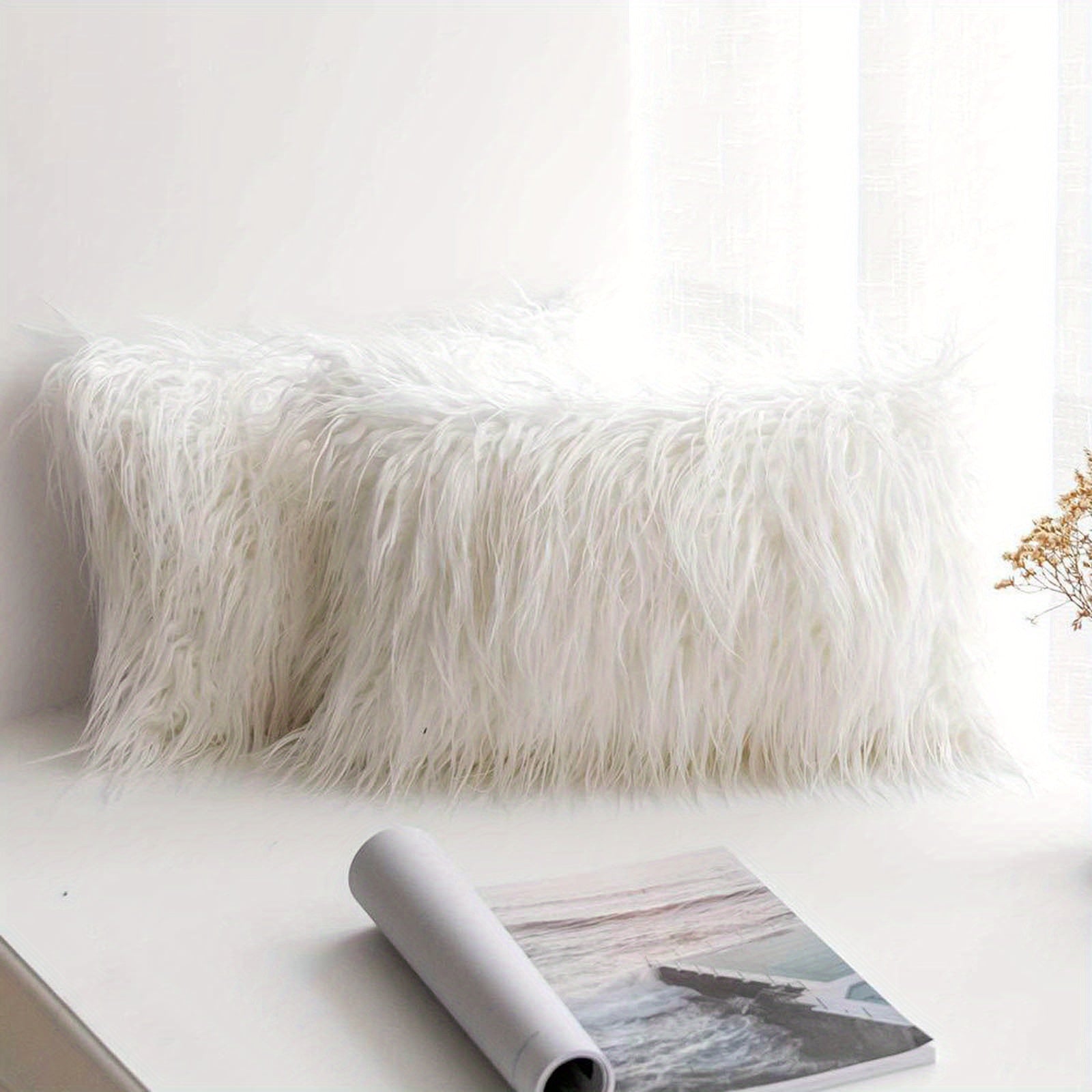 Cushion Cover Pillow Cover Sofa Cushion Pillow Cover Pillow Cover Soft Velvet Waist Pillow Home Decoration Solid Color Retro