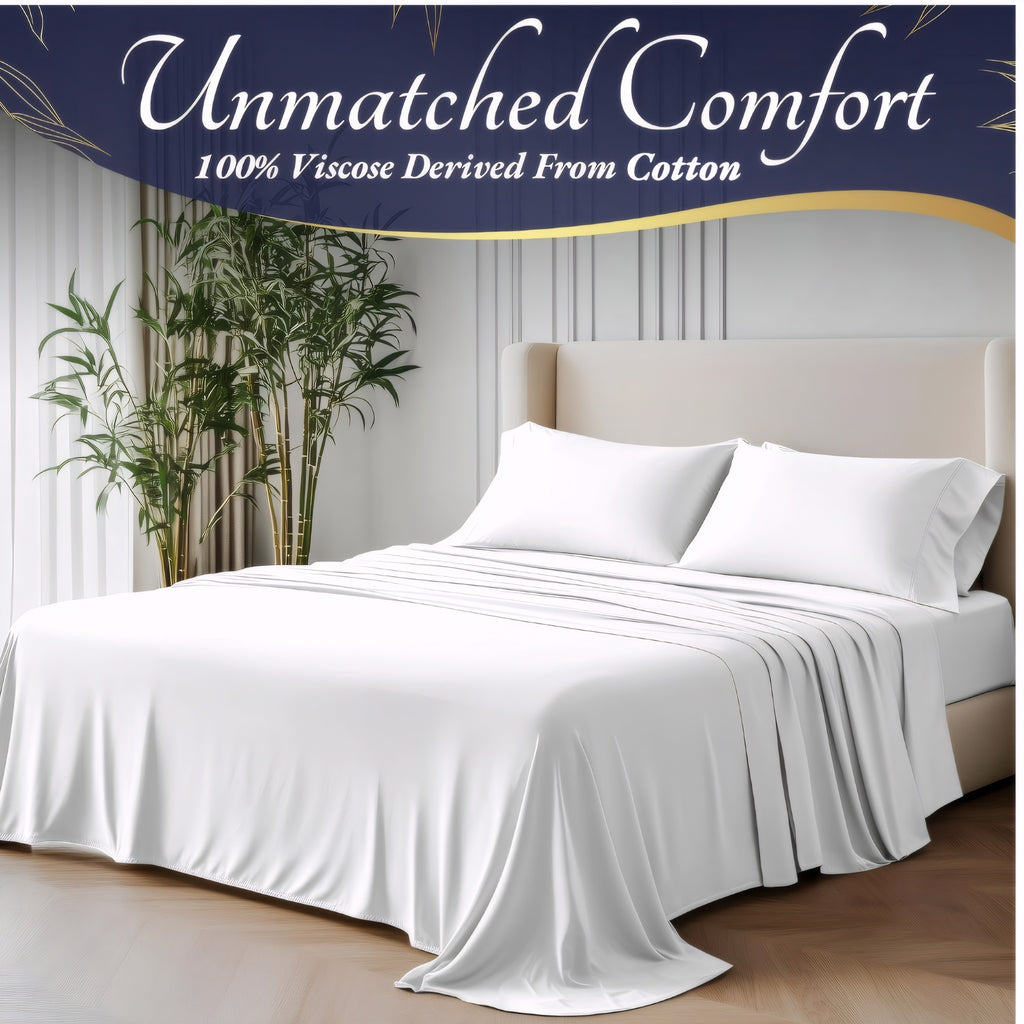 4pcs Full\u002FQueen\u002FKing\u002FCal King Size Sheet Set - Royal Quality Bedding Sheets & Pillowcases - 18 Inch Deep Pocket Egyptian Cotton Bed Set - Soft & Wrinkle Free Christmas Decorations Bed Sheets with 1 Flat Sheet, 1 Fitted Sheet, 2 Pillowcases