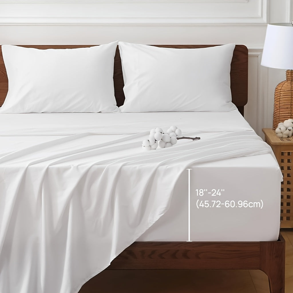 4pcs Egyptian Cotton Bed Sheets Set, Full\u002FQueen\u002FKing\u002FCalifornia King Size Sheets Set, Premium Luxury Bedding, Christmas Gifts, (Includes Flat Sheet, Deep Pocket Fitted Sheet+Pillowcases)