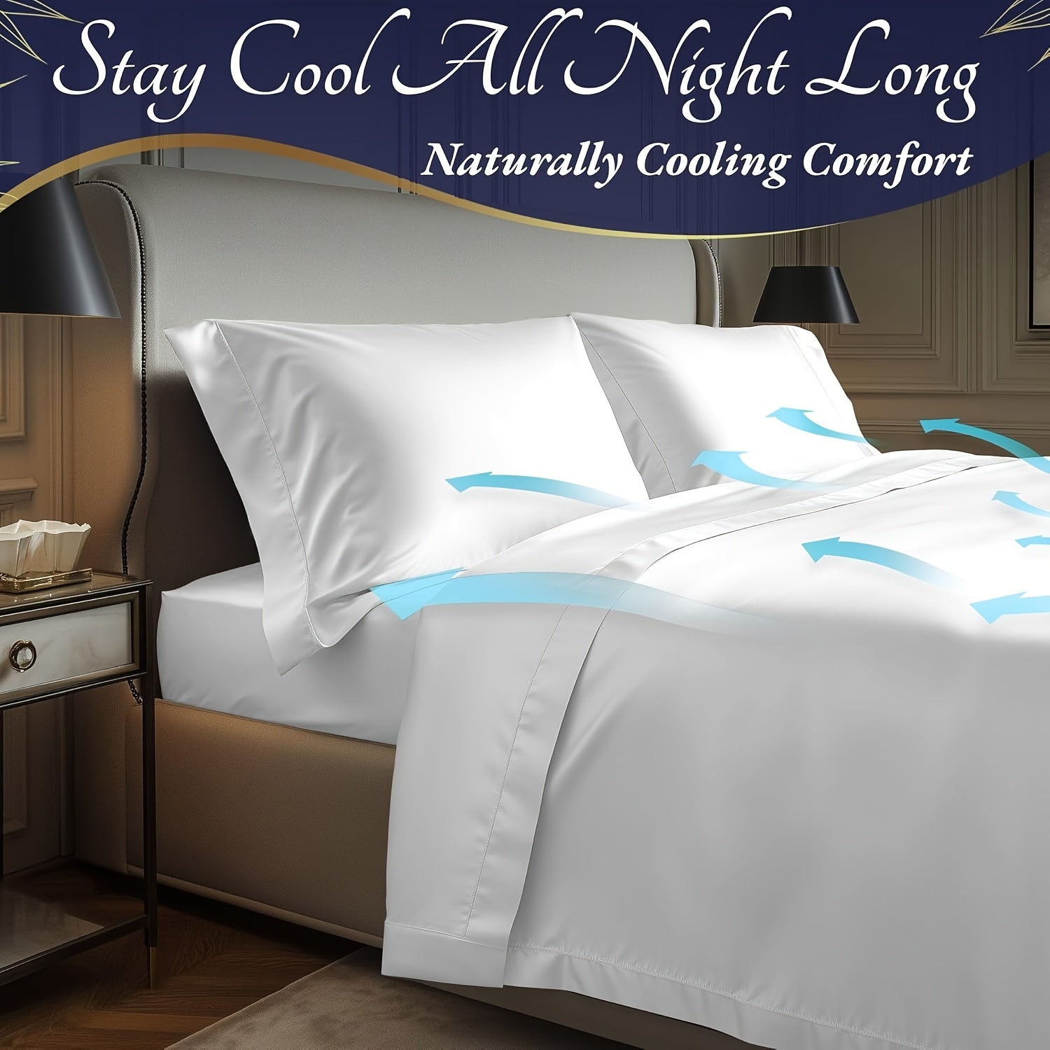 4pcs Full\u002FQueen\u002FKing\u002FCal King Size Sheet Set - Royal Quality Bedding Sheets & Pillowcases - 18 Inch Deep Pocket Egyptian Cotton Bed Set - Soft & Wrinkle Free Christmas Decorations Bed Sheets with 1 Flat Sheet, 1 Fitted Sheet, 2 Pillowcases