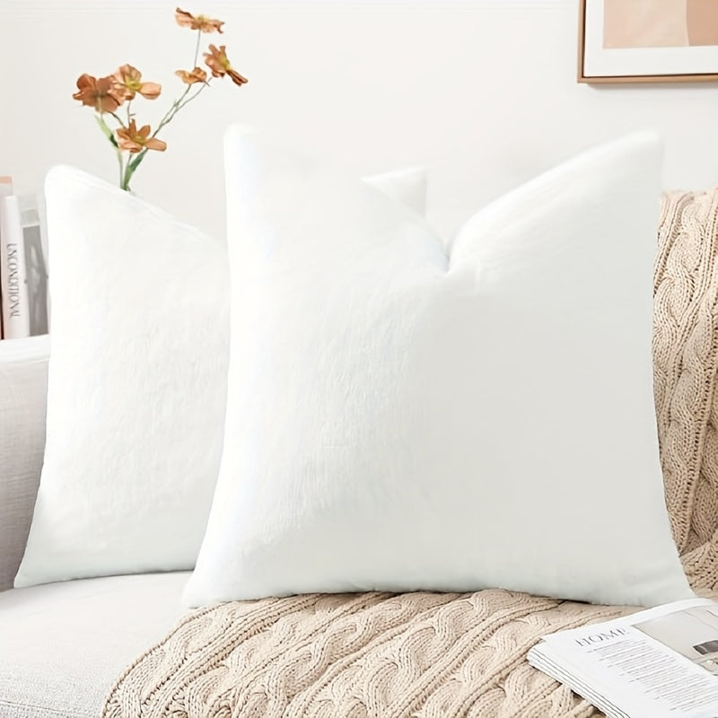 Set Of 2 Faux Fur Plush Throw Pillow Covers, Luxury Soft Fluffy Cozy Decorative Pillow Covers for Sofa, Couch, Living Room, Pillow Covers, Suitable for Bedroom Bedding, Home Decoration, Sofa Decoration, Camping, Outdoor And Other Multiple Scenarios