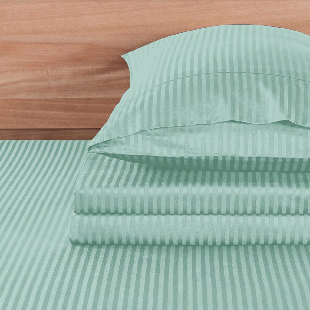 1000 Thread Count Egyptian Cotton Damask Stripe Sheet Set - Long-Lasting Quality, Durable, and Breathability for Premium Sleep
