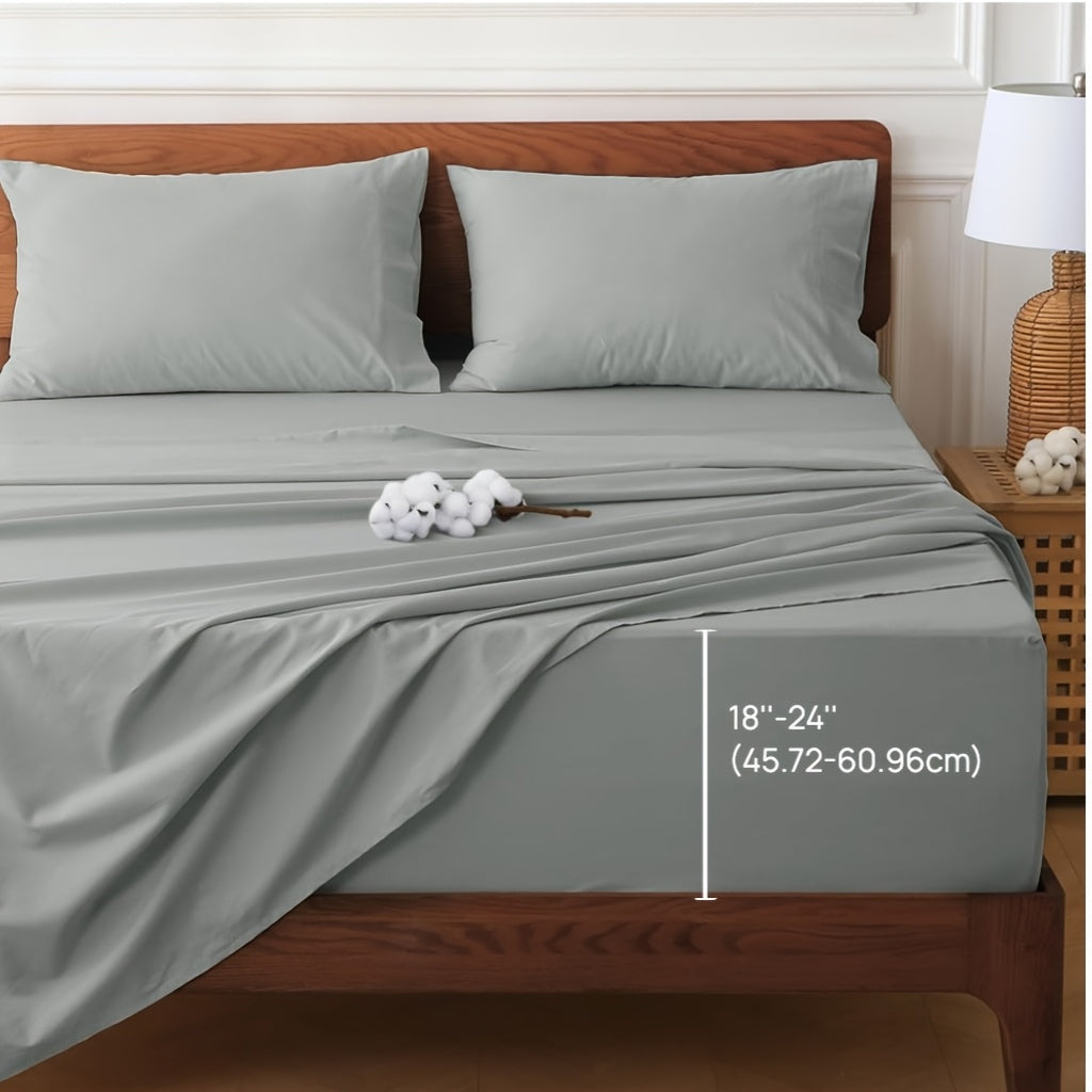 4pcs Egyptian Cotton Bed Sheets Set, Full\u002FQueen\u002FKing\u002FCalifornia King Size Sheets Set, Premium Luxury Bedding, Christmas Gifts, (Includes Flat Sheet, Deep Pocket Fitted Sheet+Pillowcases)
