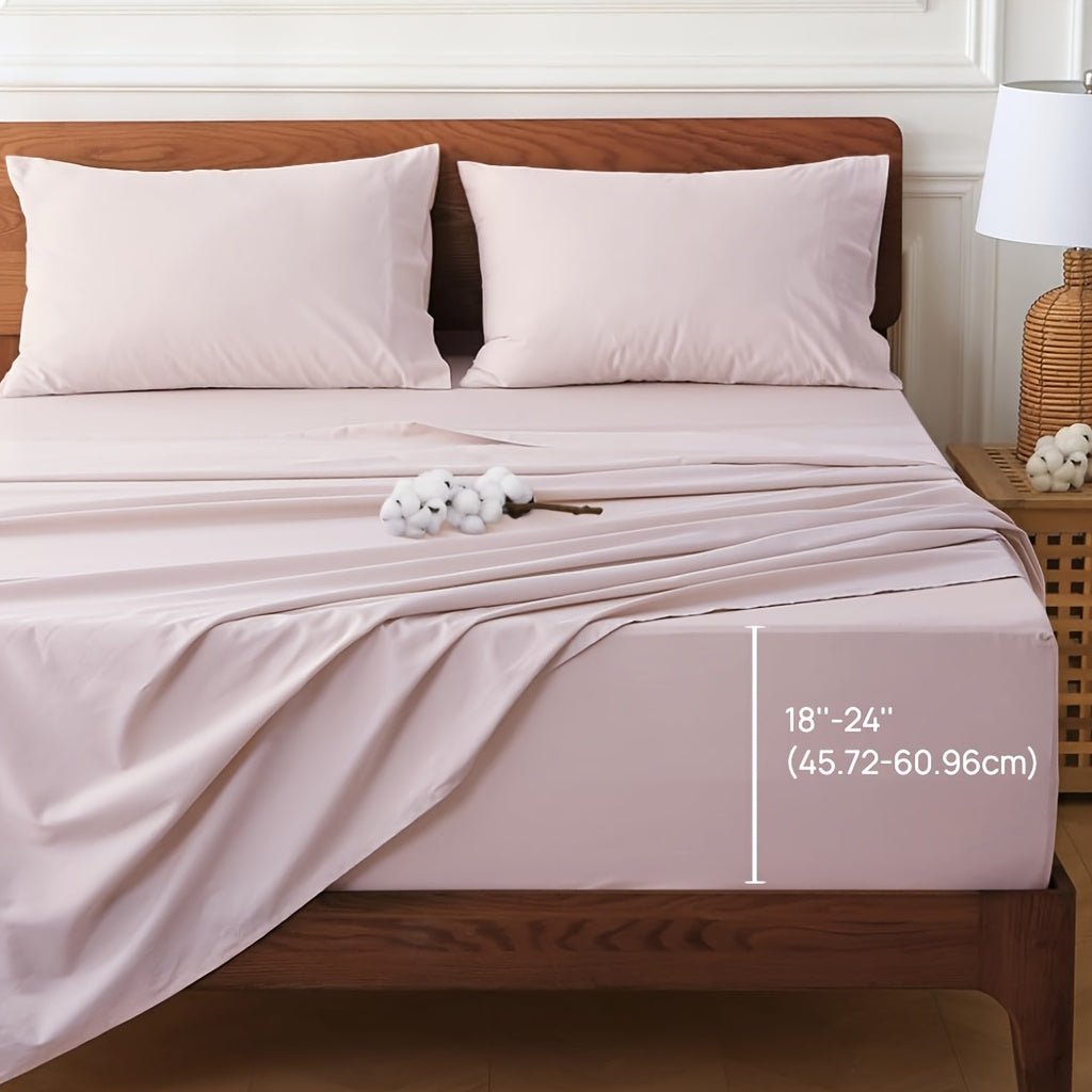 4pcs Egyptian Cotton Bed Sheets Set, Full\u002FQueen\u002FKing\u002FCalifornia King Size Sheets Set, Premium Luxury Bedding, Christmas Gifts, (Includes Flat Sheet, Deep Pocket Fitted Sheet+Pillowcases)
