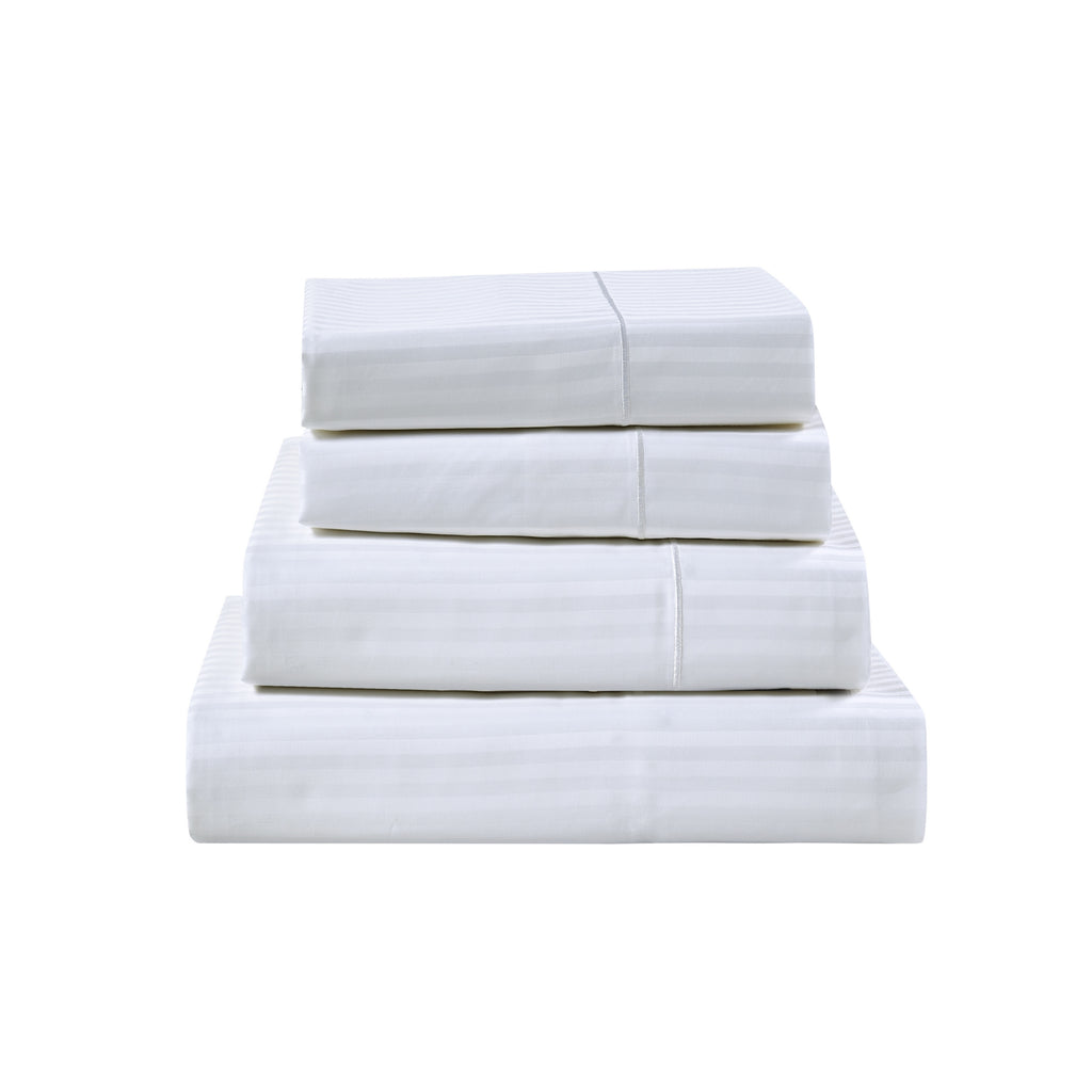 1000 Thread Count Egyptian Cotton Damask Stripe Sheet Set - Long-Lasting Quality, Durable, and Breathability for Premium Sleep