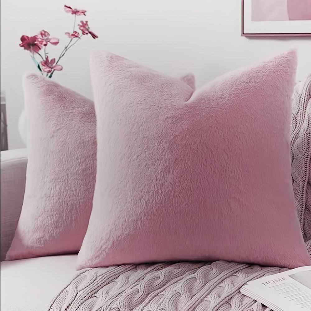 Set Of 2 Faux Fur Plush Throw Pillow Covers, Luxury Soft Fluffy Cozy Decorative Pillow Covers for Sofa, Couch, Living Room, Pillow Covers, Suitable for Bedroom Bedding, Home Decoration, Sofa Decoration, Camping, Outdoor And Other Multiple Scenarios