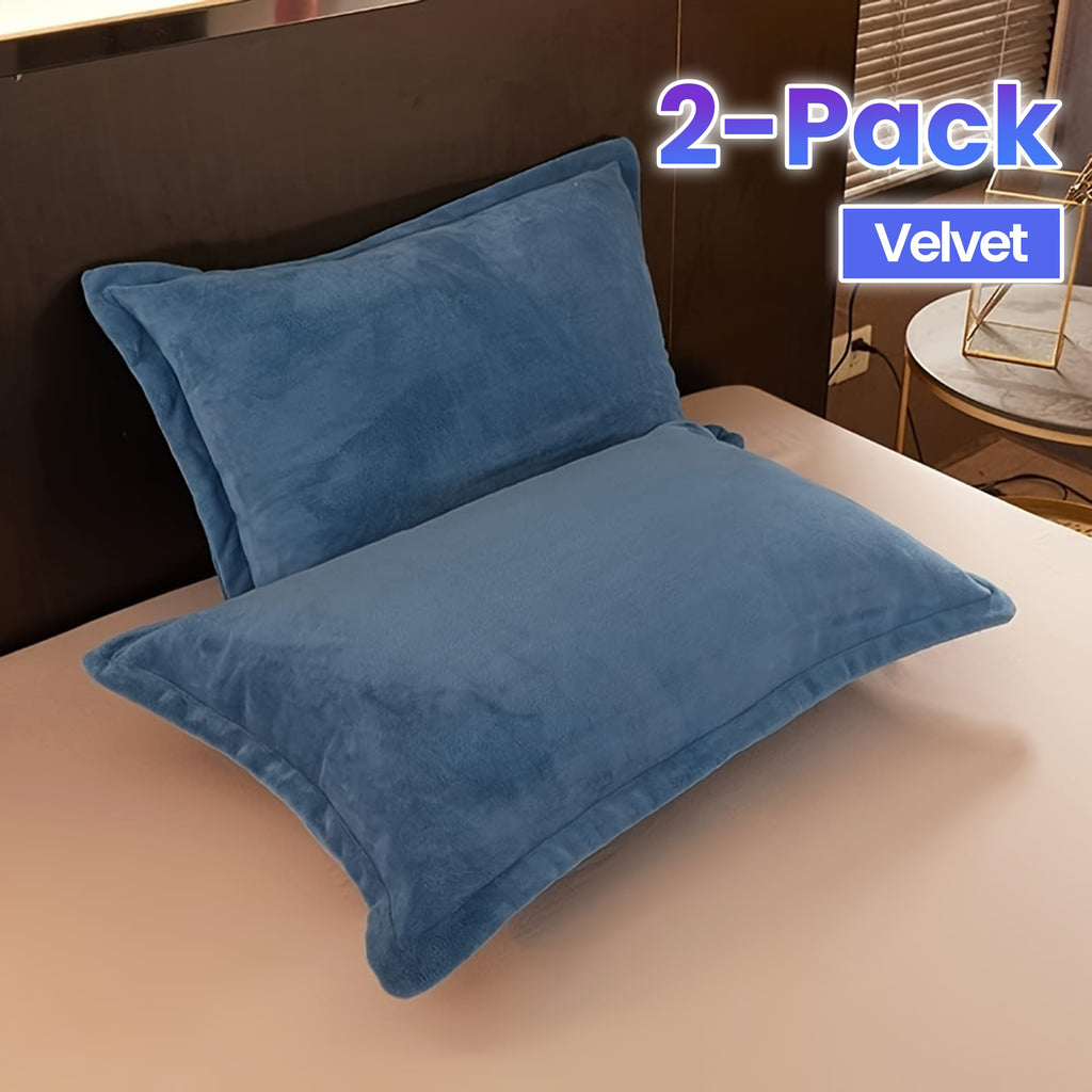 2-Pack Luxury Velvet Pillow Covers, 40 Thread Count, Machine Washable, Non-Woven Rectangular Pillowcases with Tassel, Plain Weave, No Print - for Sofa and Bedroom Decor