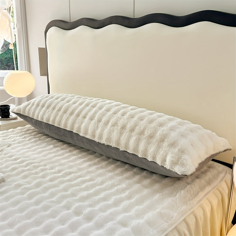 Extra Long Rabbit Hair Milk Velvet Pillowcase - Soft Zipper Closure Bed Pillow Cover, Machine Washable Modern Minimalist Decorative Suitable for Bedrooms, Ideal Gift (No Insert)