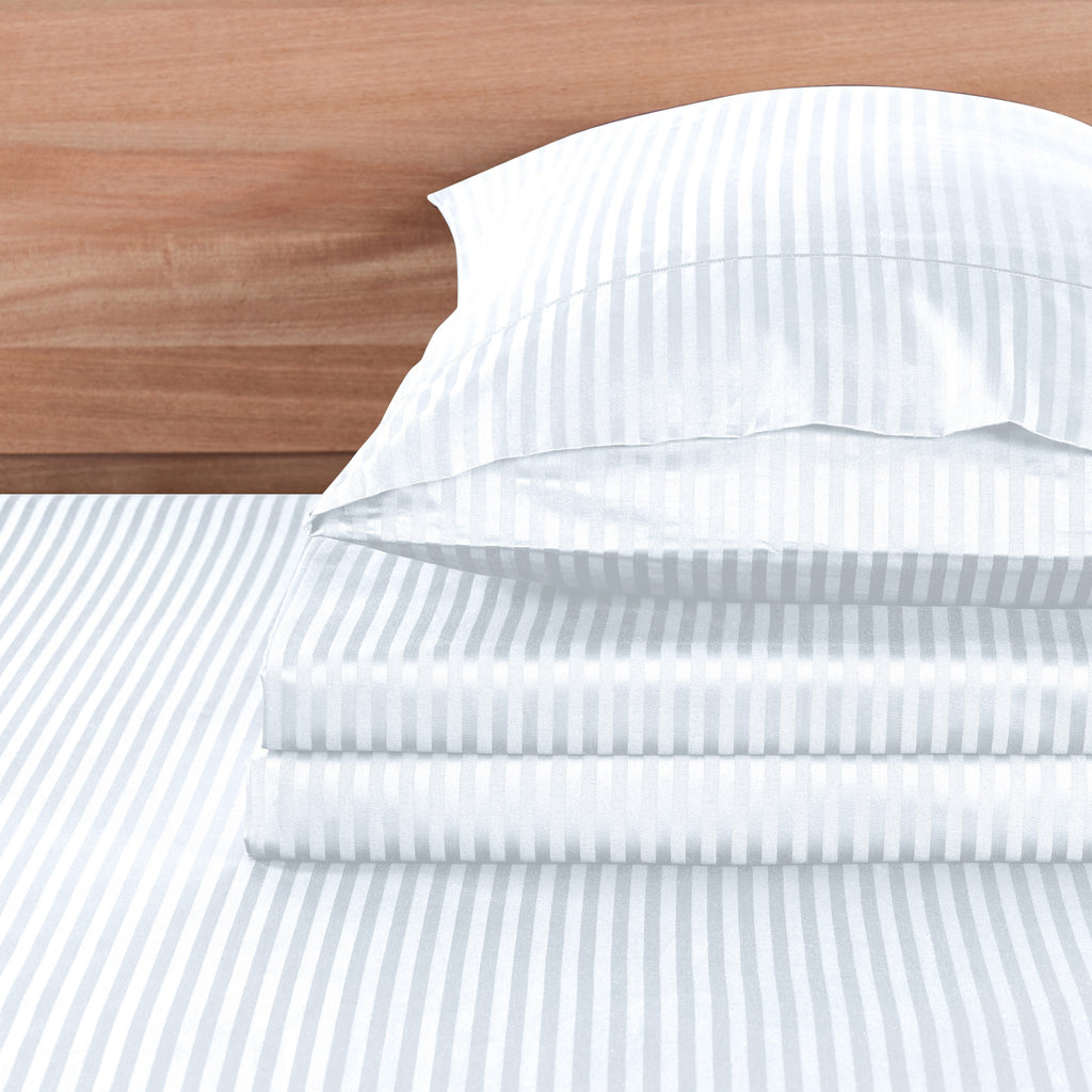 1000 Thread Count Egyptian Cotton Damask Stripe Sheet Set - Long-Lasting Quality, Durable, and Breathability for Premium Sleep